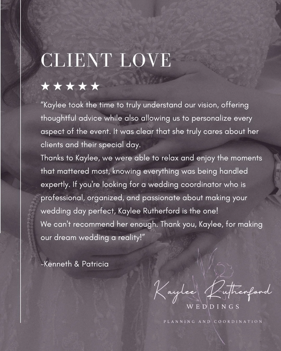 One of the greatest compliments I can receive is hearing that my couples felt relaxed and truly present on their wedding day.

That&rsquo;s the goal.