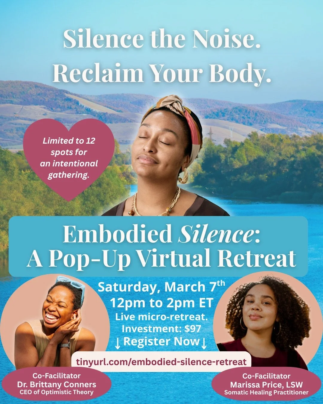 Silence hits differently when your nervous system feels safe.

On March 7th, I&rsquo;m co-hosting a 12-person virtual micro-retreat called Embodied Silence &mdash; where structured quiet meets somatic support.

This is an held container for:
&bull; D