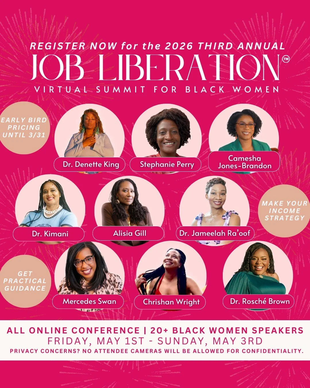 The doors are officially open.

The 2026 Job Liberation Virtual Summit for Black Women&trade; launches today.

From May 1&ndash;3, we&rsquo;re bringing together 20+ Black Women thought leaders sharing strategy on:

&bull; building income beyond tradi