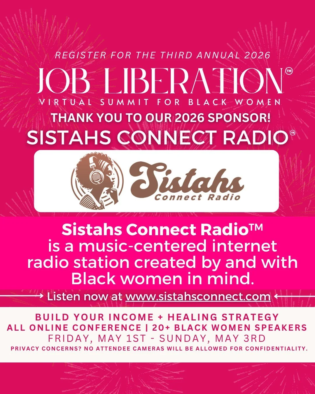 We&rsquo;re deeply grateful to welcome Sistahs Connect Radio&trade; @sistahsconnect as an official sponsor of the third annual 2026 Job Liberation Virtual Summit for Black Women&trade; 🎉

Created by Kimberly Sumpter, Sistahs Connect Radio&trade; is 
