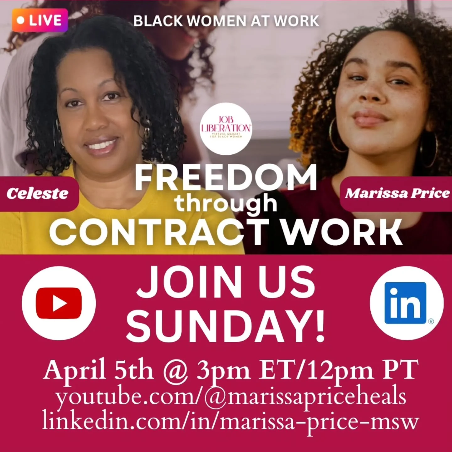 Curious about contract work? Join me tomorrow, Sunday, 4/5, at 3pm ET/12pm PT for a special discussion with Celeste, one of our incredible 28 Summit Speakers, as we chat about the flexibility and freedom that contract work can provide if you've recen