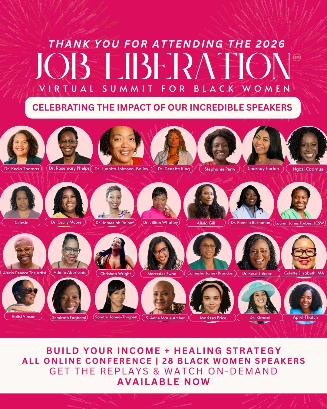 Wow. Over 500 Black Women gathered with us this past weekend, and I'm still in awe.

Thank you for being part of the 2026 Job Liberation Virtual Summit for Black Women.

To every attendee, thank you for showing up for yourself.
To our speakers, your 