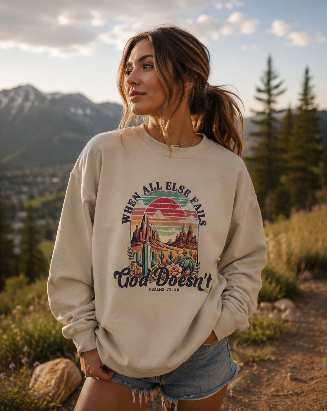 When All Else Fails, God Doesn't – Inspirational Unisex Crewneck Sweatshirt