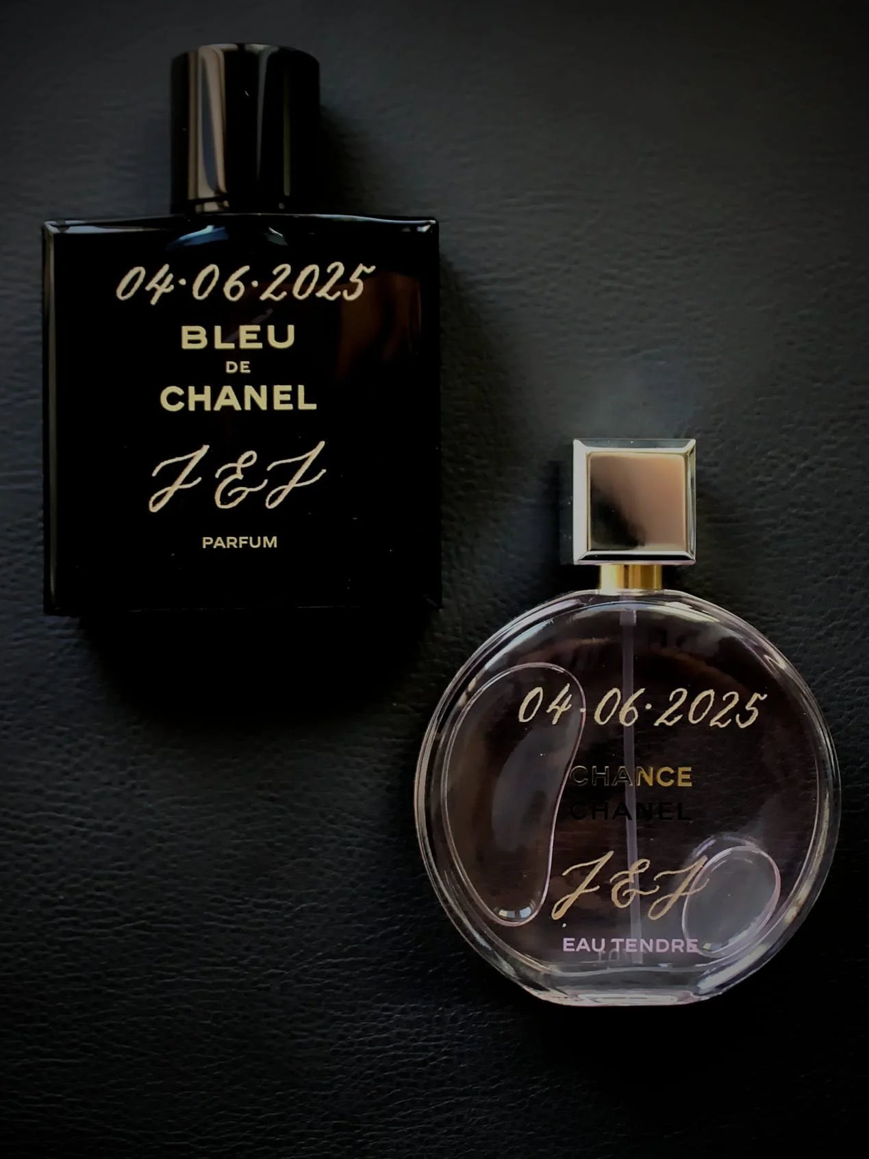 Engraving by hand live events brand activation. Engraved perfume bottle