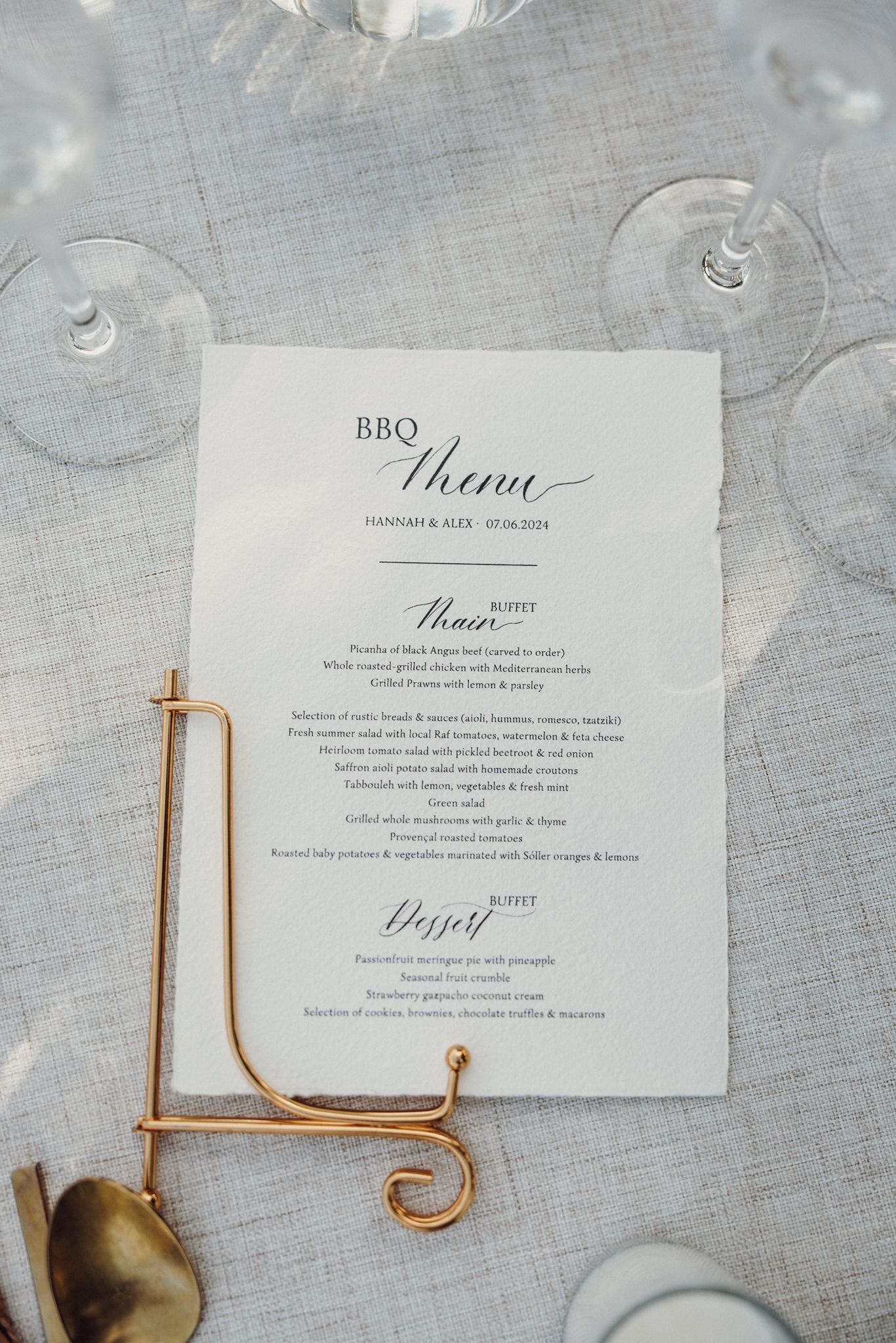 Wedding stationery and signage menu cards