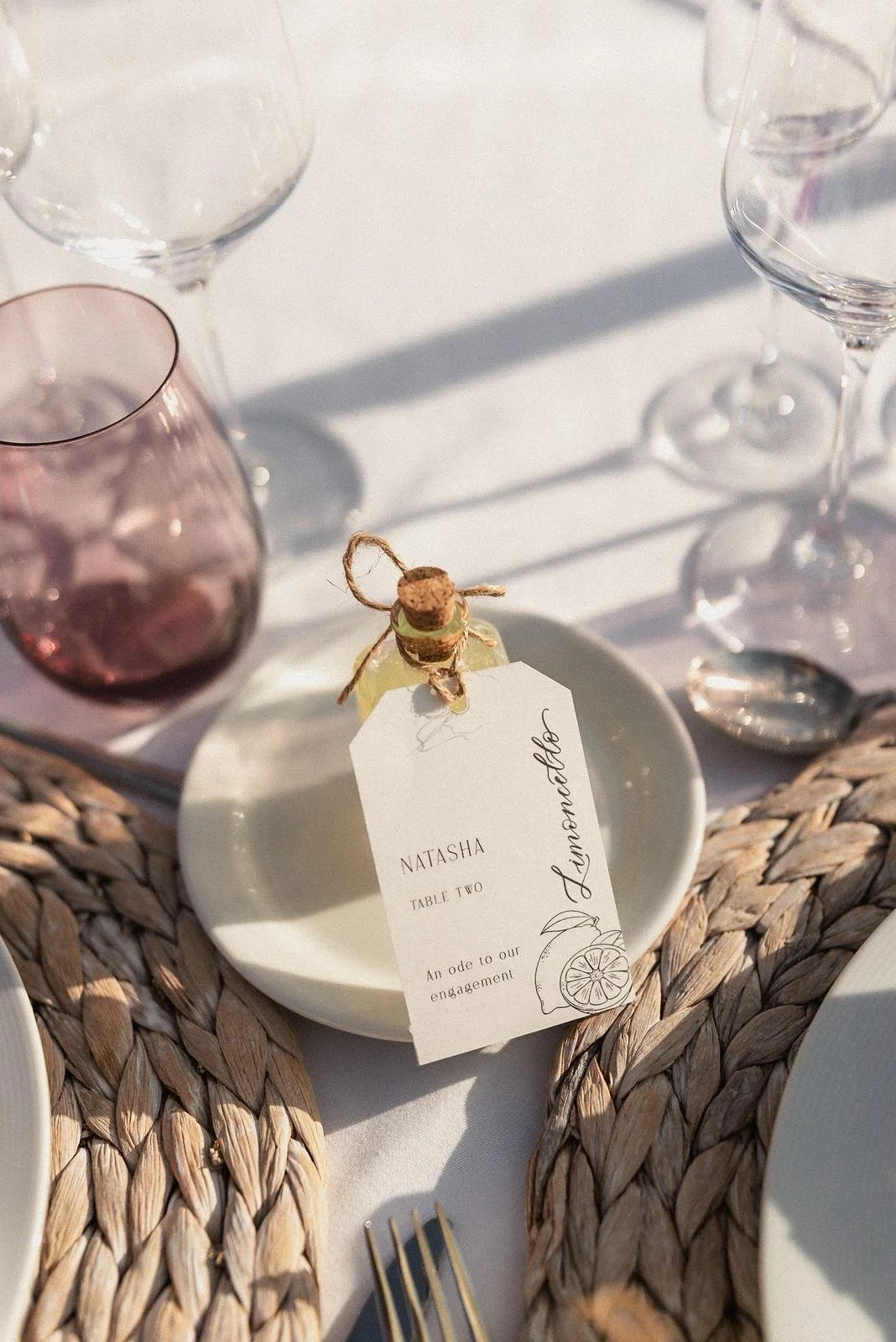 Limoncello shot bottle. Wedding