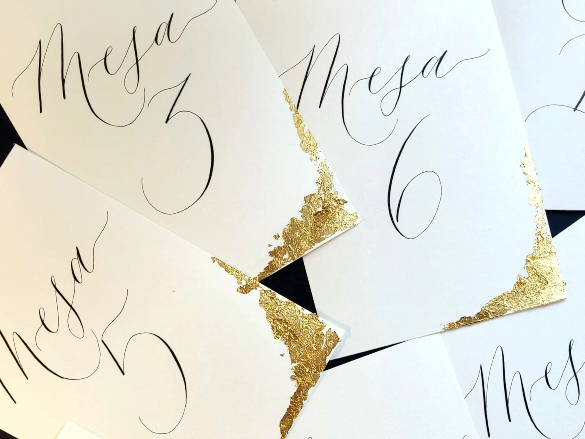 Wedding table number card. Wedding stationery and signage Mallorca. Wedding calligraphy