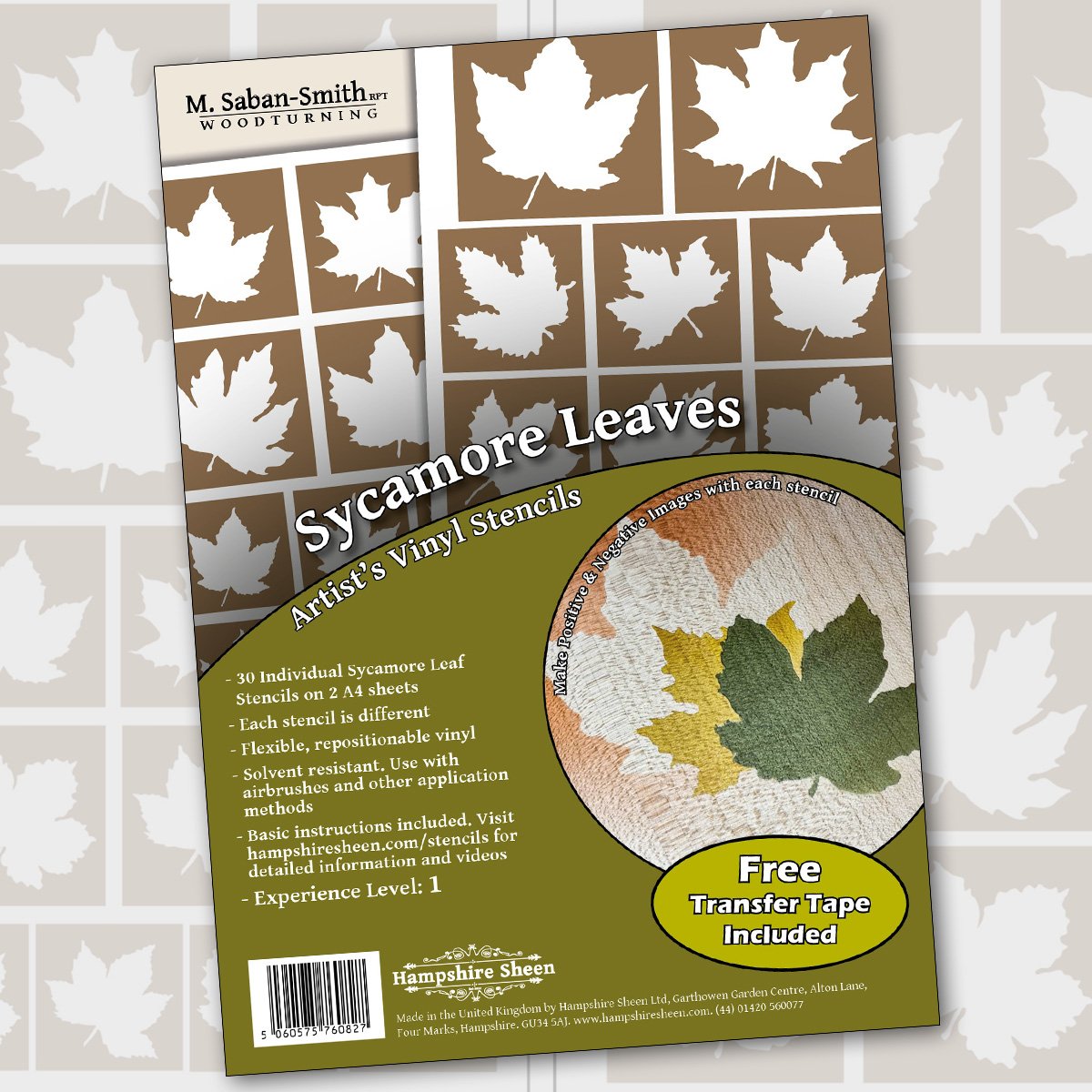 Sycamore Leaves Artists Stencils - Hampshire Sheen