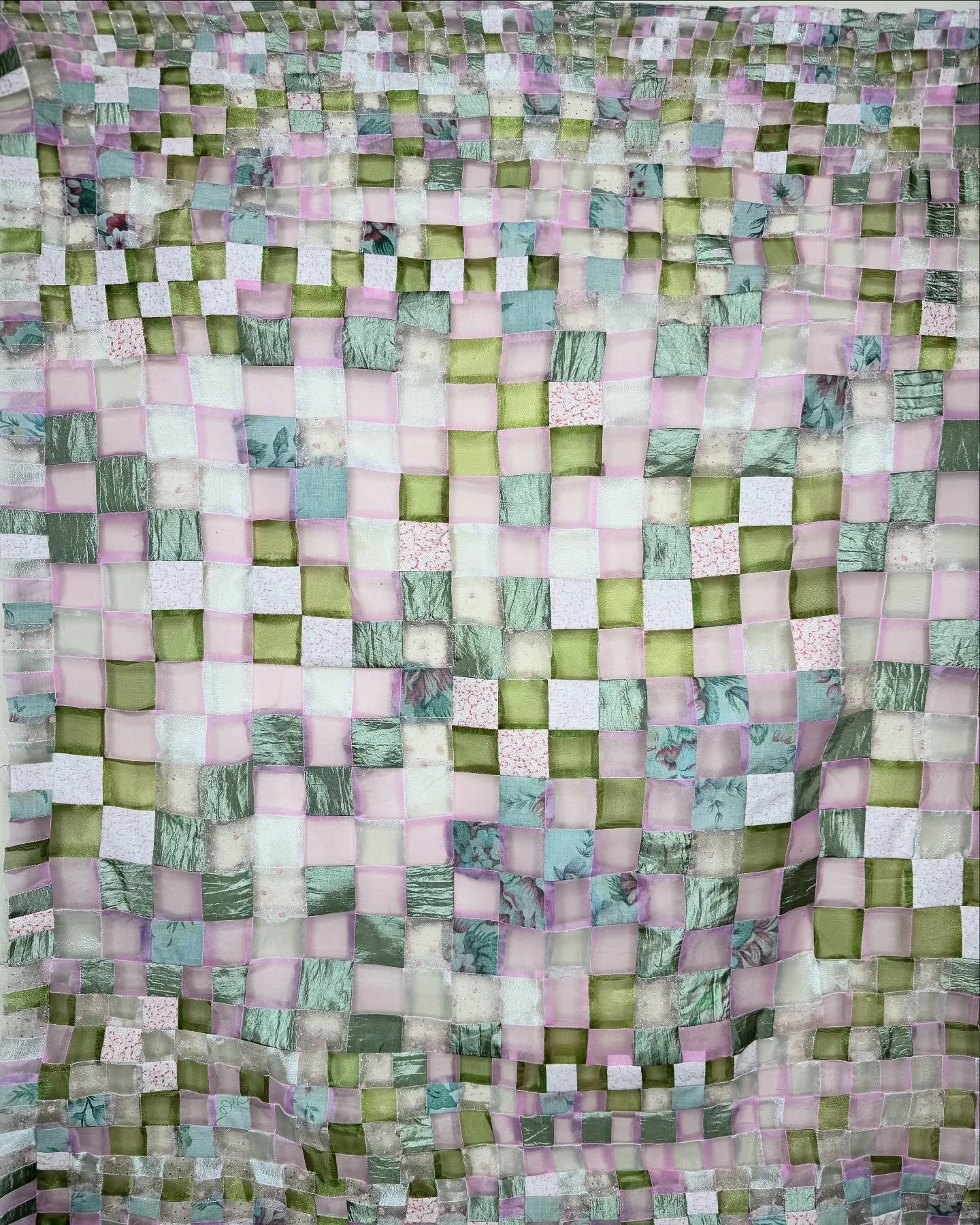 𝑭𝒐𝒓𝒎 𝒐𝒗𝒆𝒓 𝑭𝒆𝒆𝒍𝒊𝒏𝒈
Mixed Textiles (Vintage Pattern, Thrifted Bed Sheet, Costume and Satin Textiles)
31&rdquo;x38.5&rdquo; | 2025

Finishing the details ahead of my December exhibition 𝘚𝘶𝘤𝘩 𝘢 𝘊𝘭𝘪𝘤𝘩𝘦́ @wellwellprojects 
12/6-12