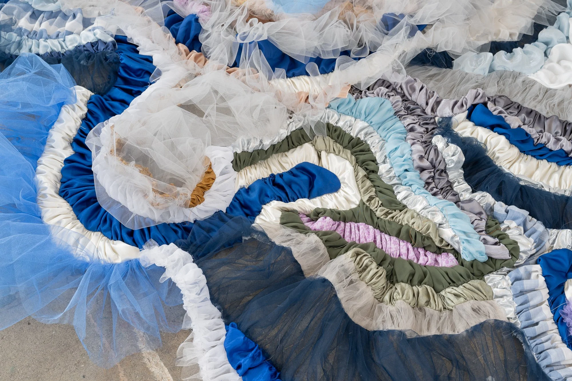 Detail: Manipulations in Synthetic Fabric: Vintage, Organza, Polyester, Tulle, and Costume Textiles