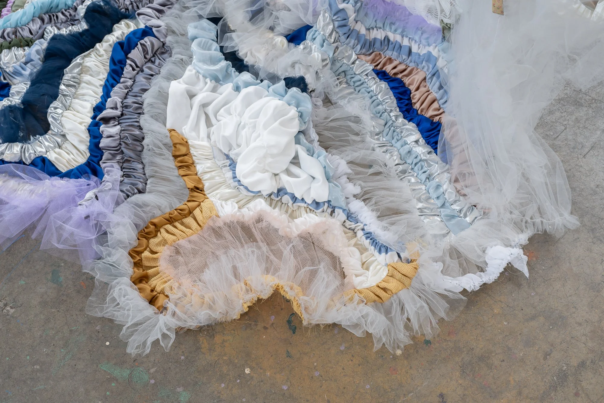 Detail: Manipulations in Synthetic Fabric: Vintage, Organza, Polyester, Tulle, and Costume Textiles