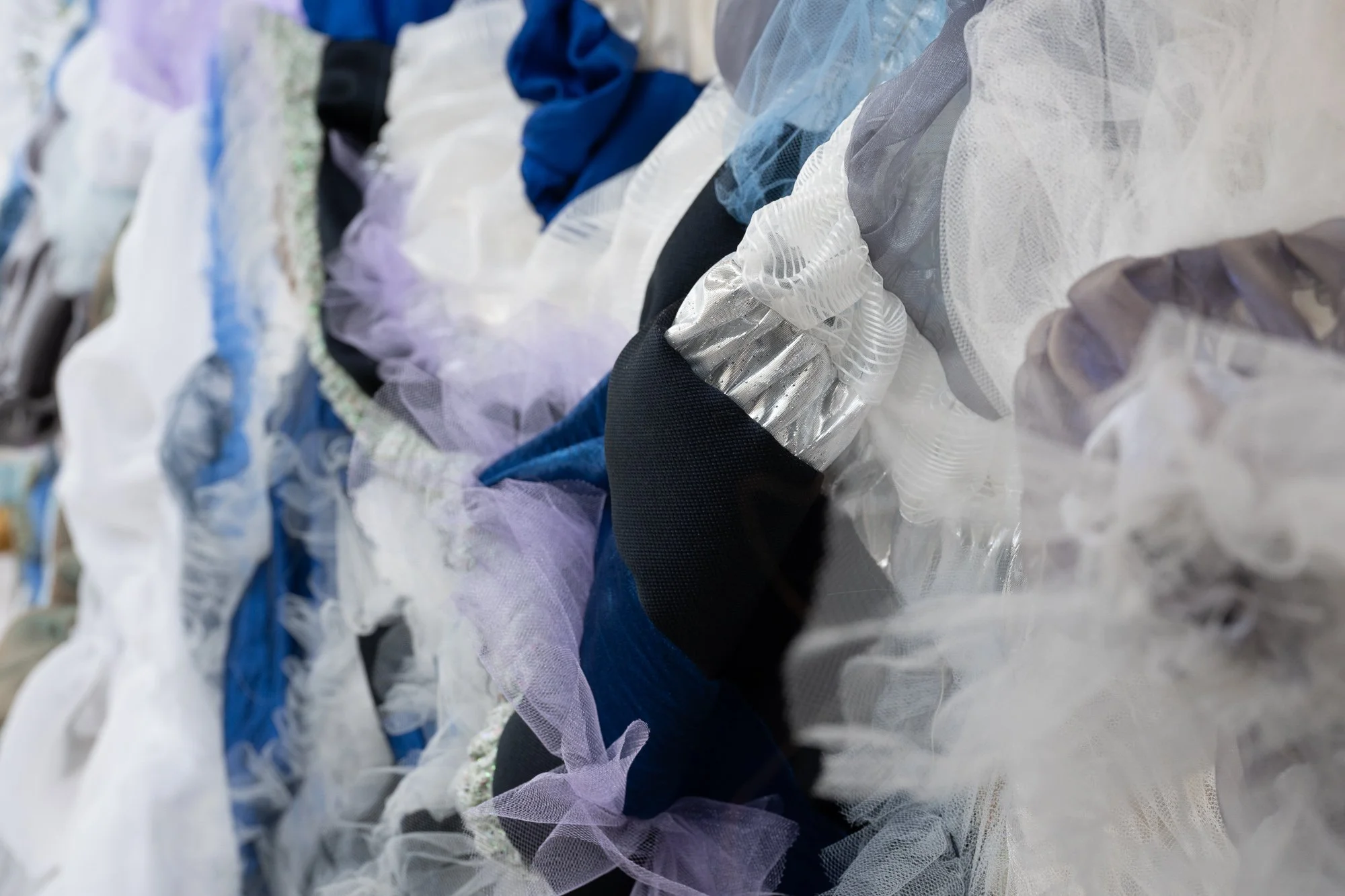 Detail: Manipulations in Synthetic Fabric: Vintage, Organza, Polyester, Tulle, and Costume Textiles