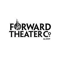 Forward Theater Co logo. Black text on white background. O in Forward shows a person standing with an arm raised skyward.