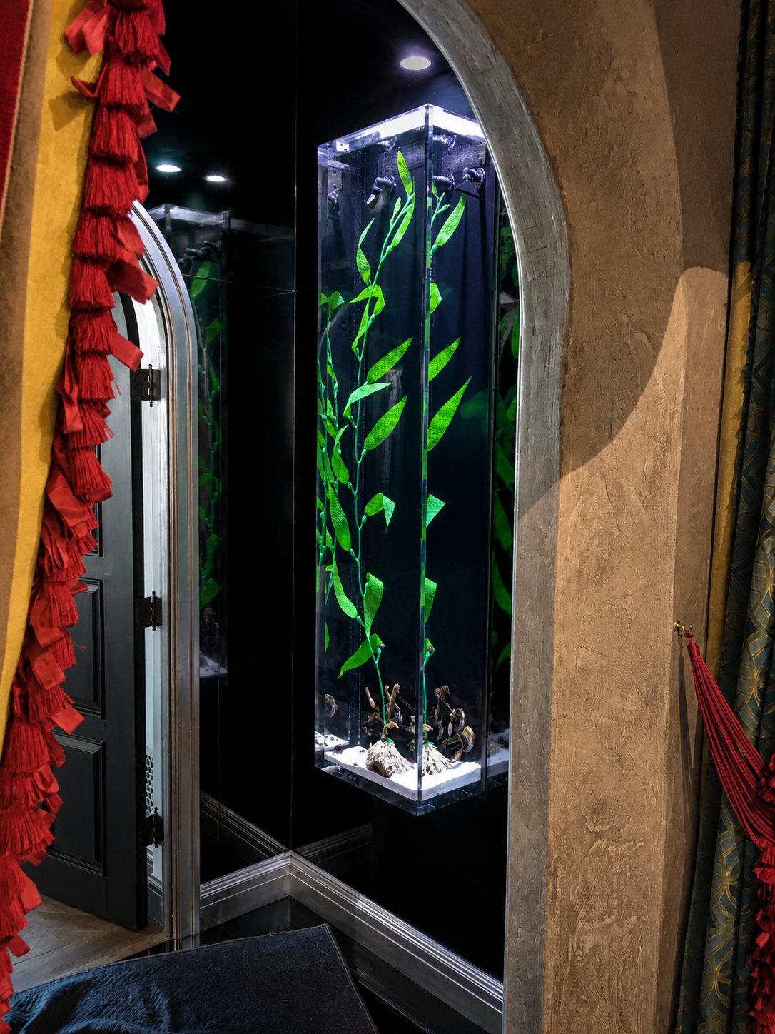 seahorse aquarium in the entrance to the house