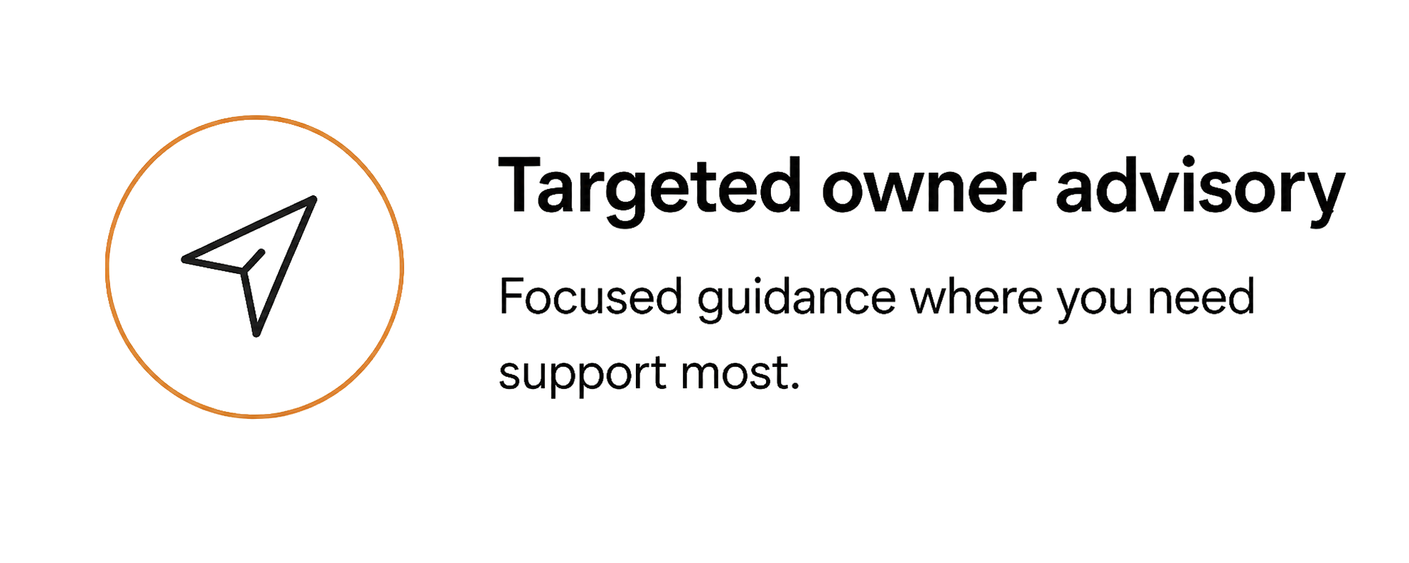 Targeted owner advisory service graphic for focused guidance on budgets, schedules, contractors, change orders, and project decisions.