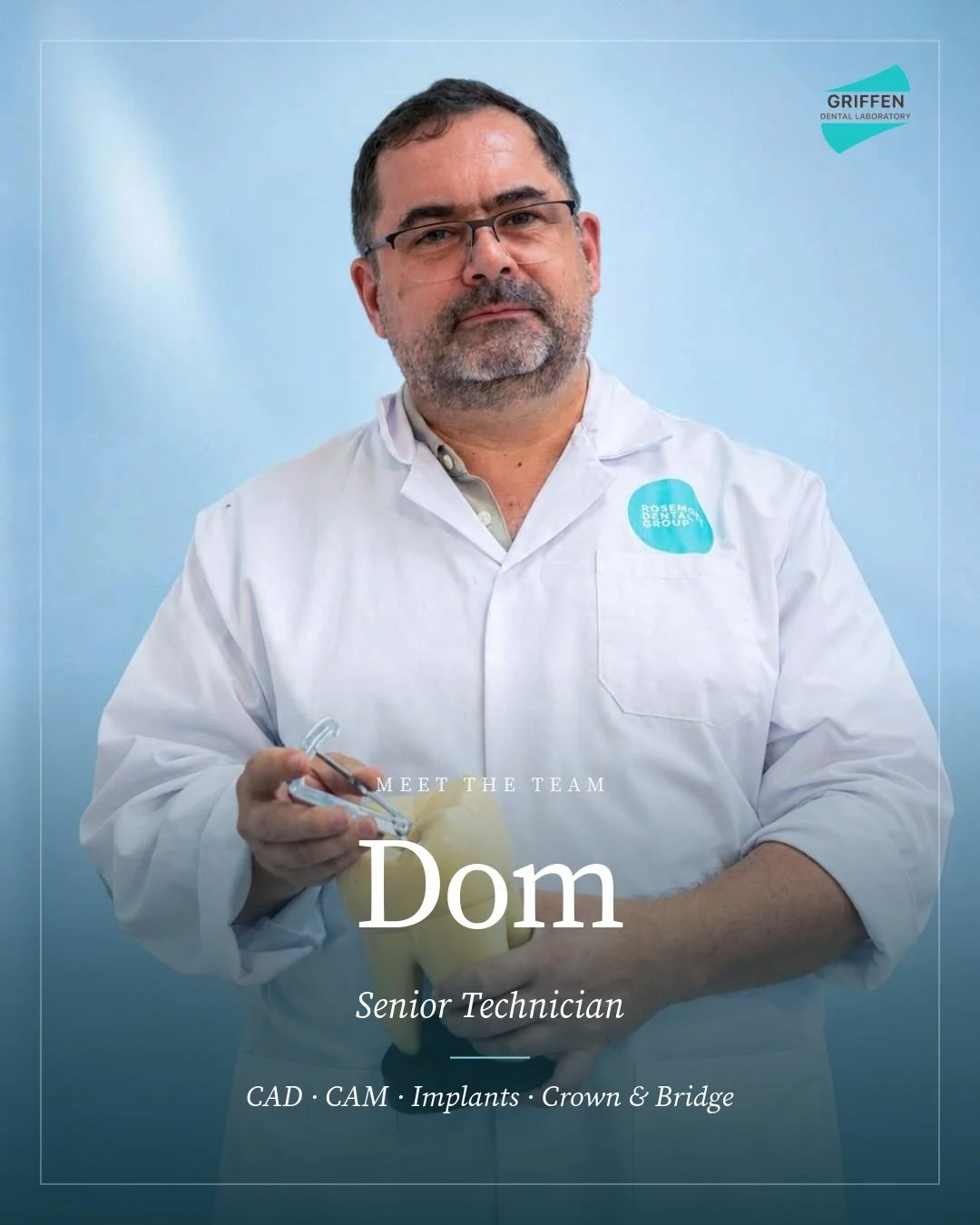 MEET DOM

With years of experience under his belt, Dom is one of our Senior Technicians, specialising in CAD/CAM, Implants and Crown &amp; Bridge.

Combining digital expertise with hands-on technical skill, he helps bring each case from initial desig