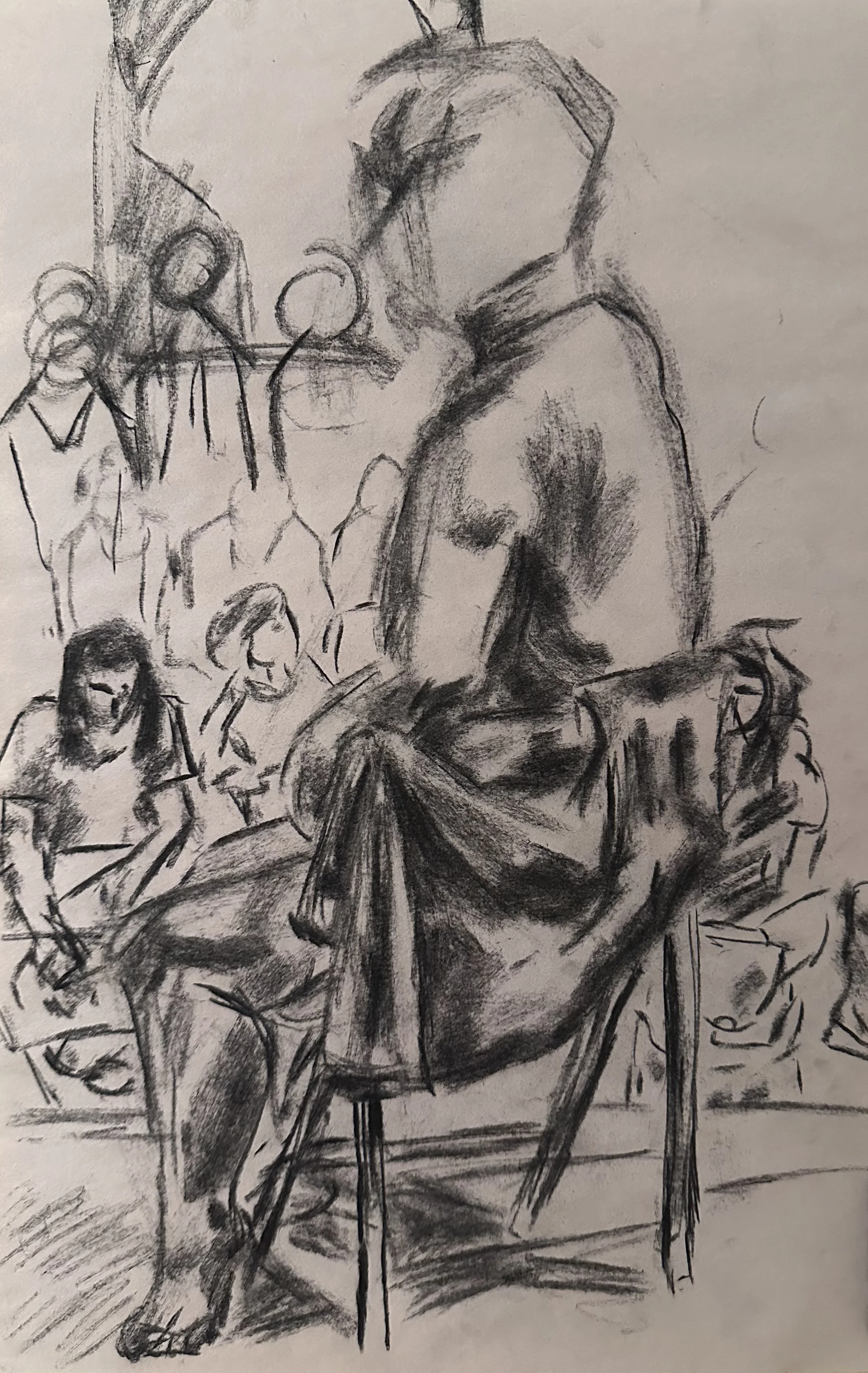 Figure Drawing V (2024) 18in x 12in - Charcoal on Paper