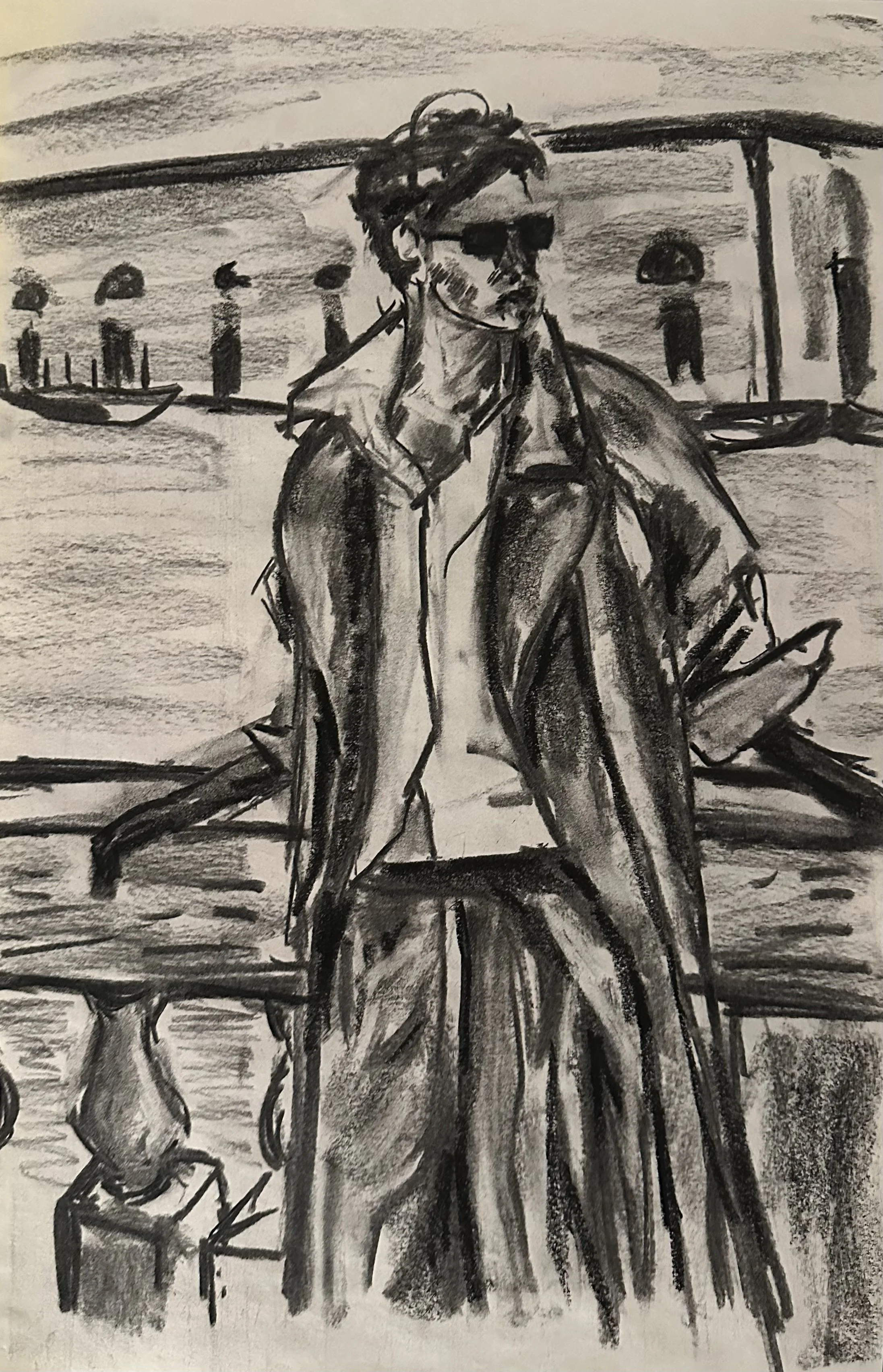 Fashion Sketch XII (2025) 12in x 18in - Charcoal on Paper