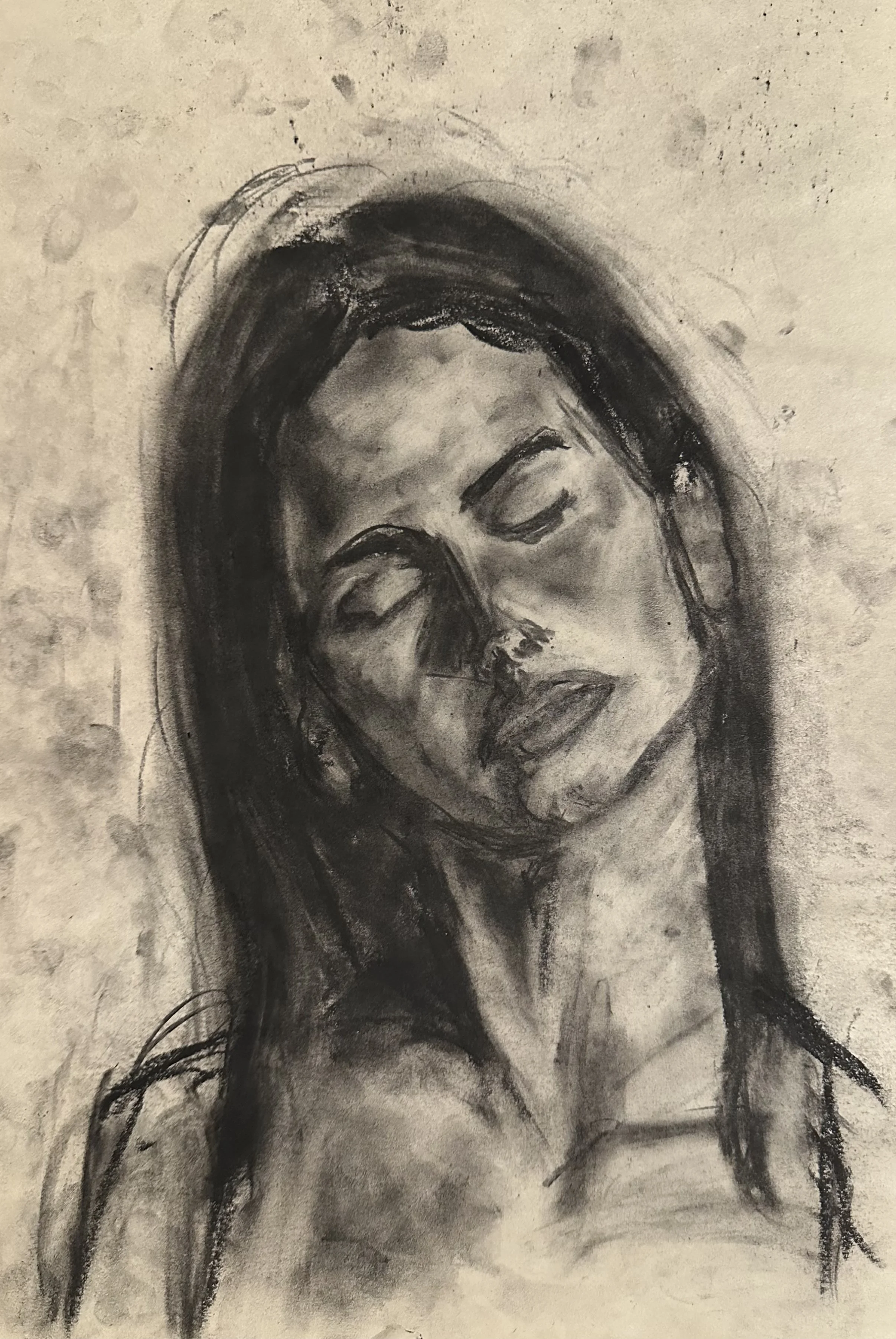 Girl II (2024) 12in x 18in - Charcoal on Paper