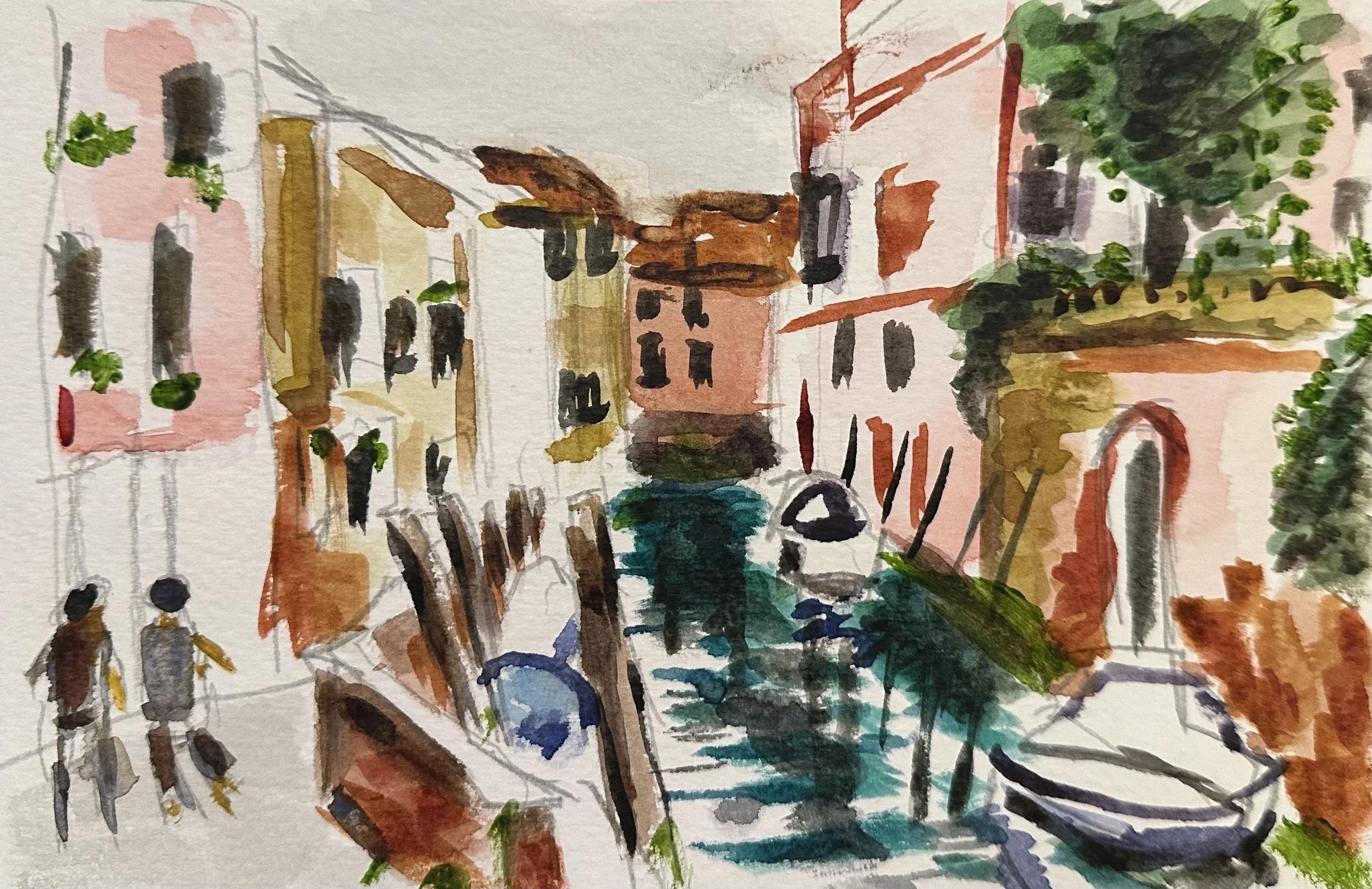 Venice Italy II (2023) 8.5in x 5.5in - Watercolor and Pencil on Paper