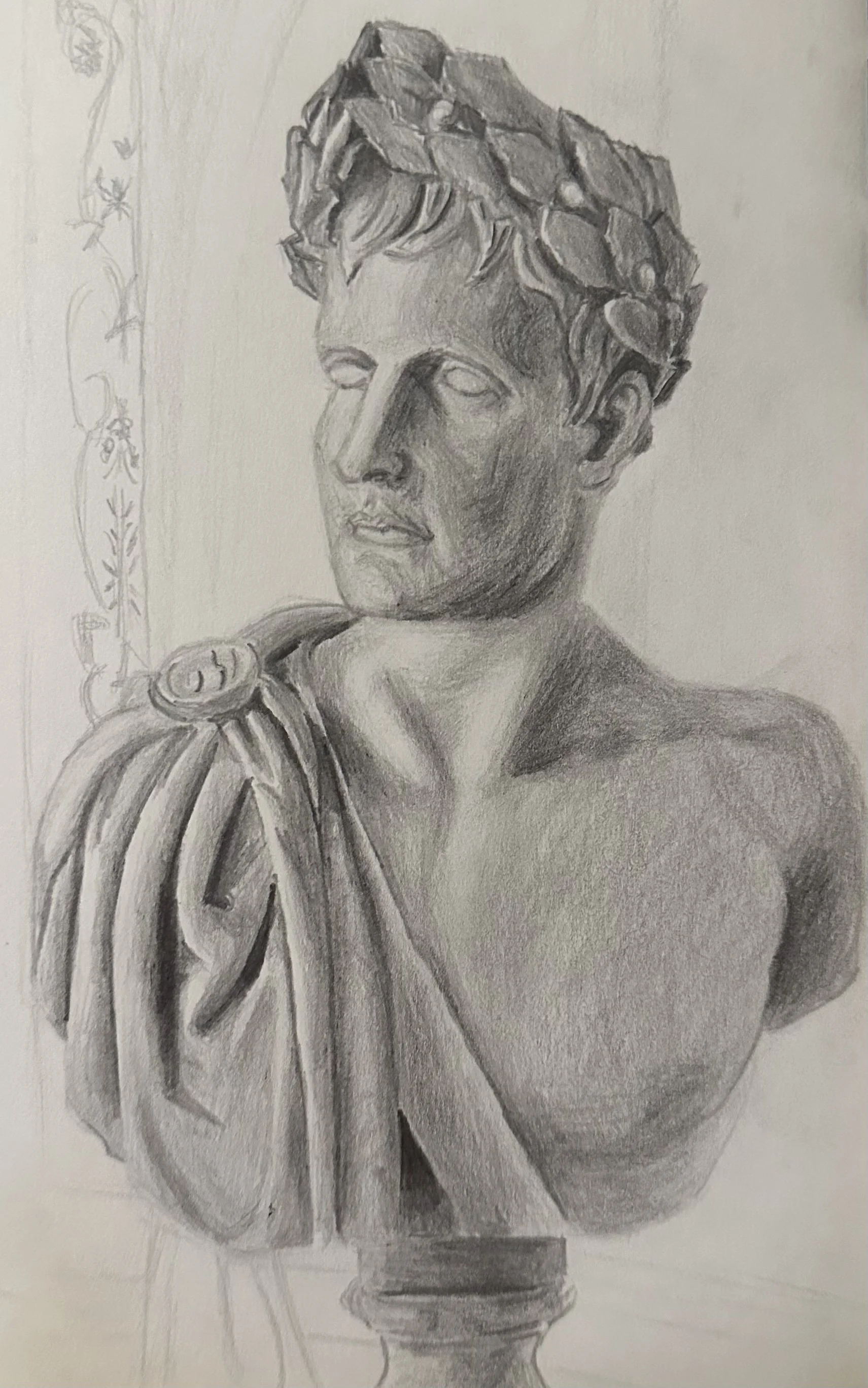 Bust of Roman Man (2022) 8in x 5in - Pencil on Paper