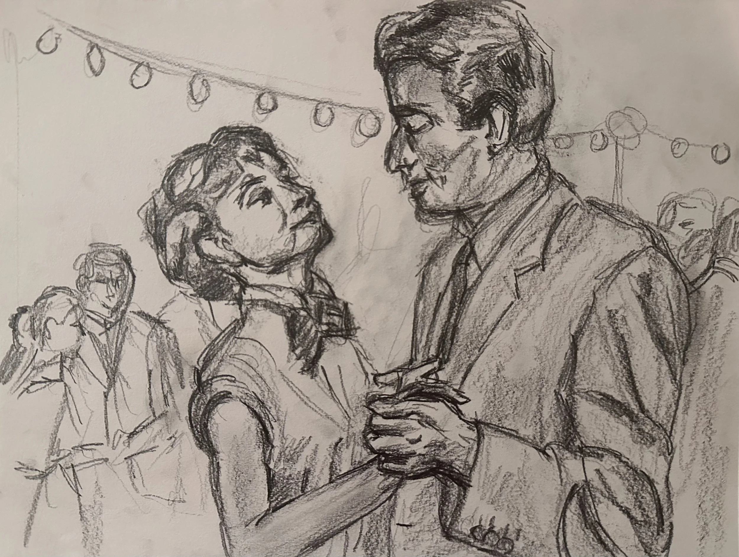 Dancing (2025) 9in x 12in Pencil on Paper