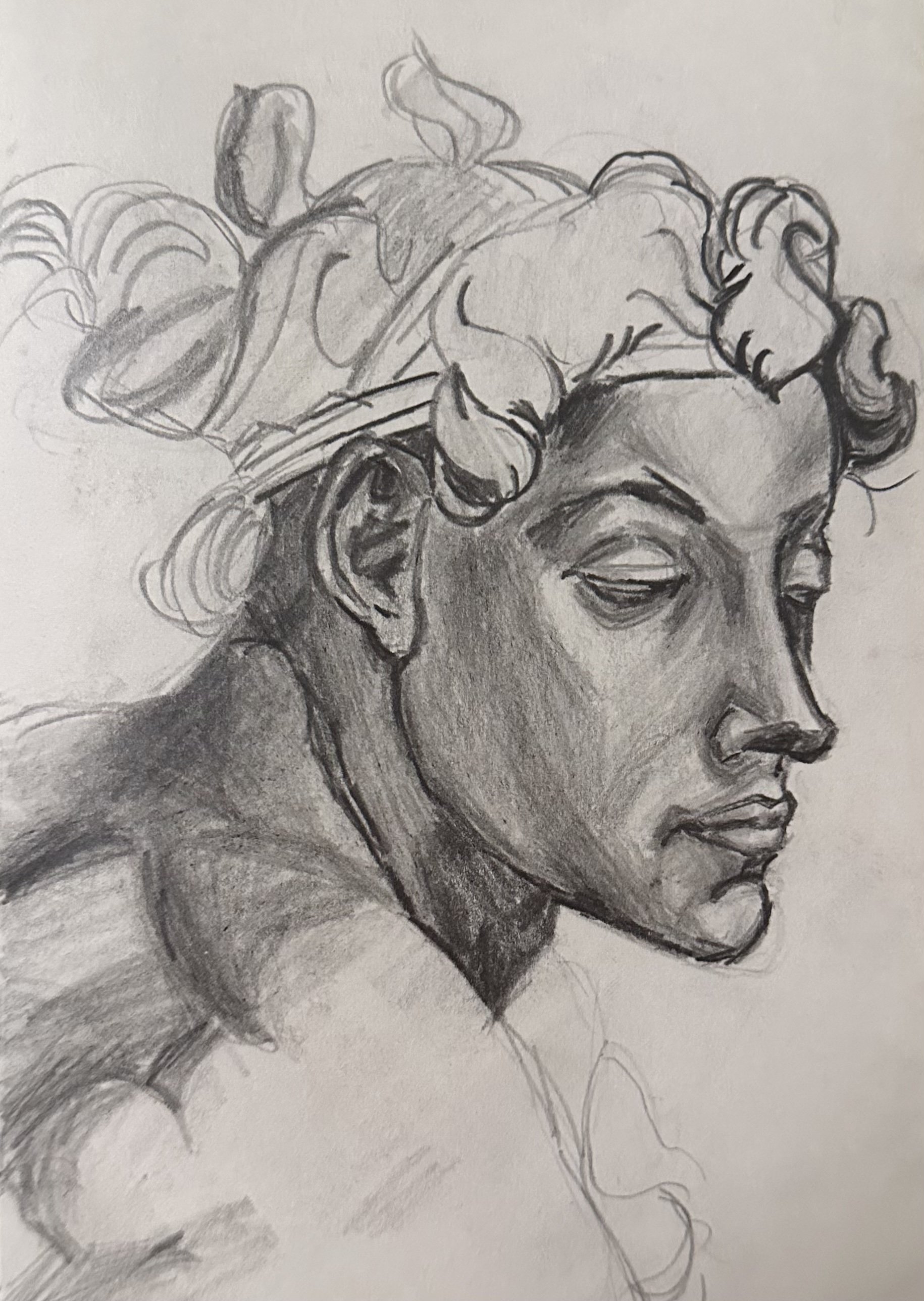 Sistine Chapel Angel (2023) 8in x 5in Pencil on Paper