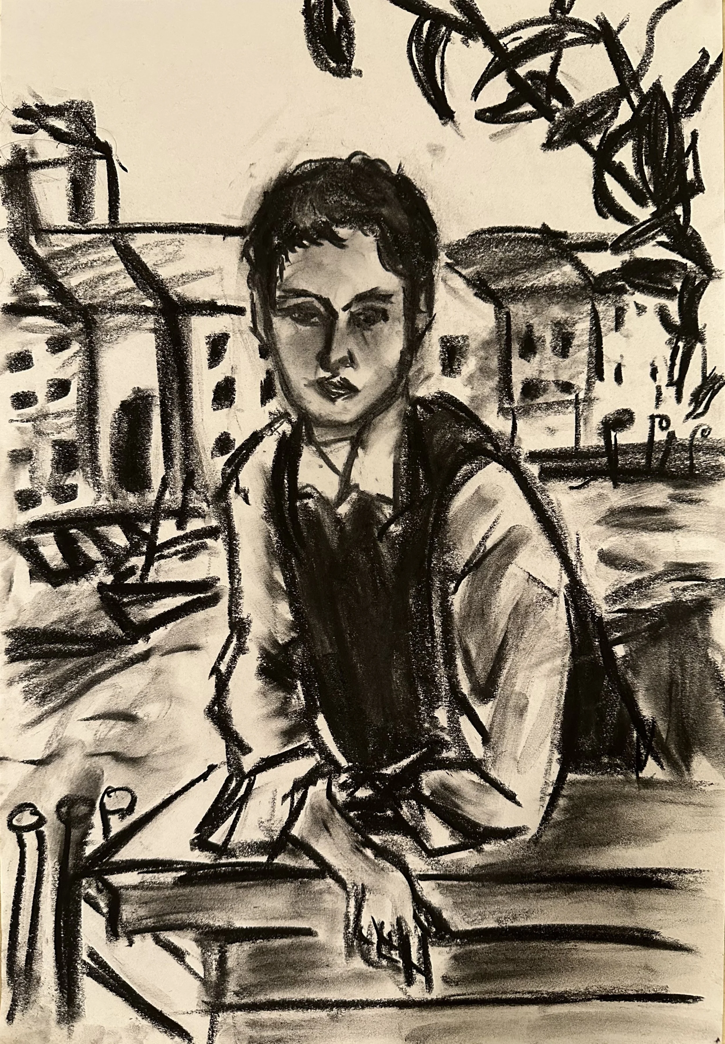 Fashion Sketch V (2025) 12in x 18in - Charcoal on Paper