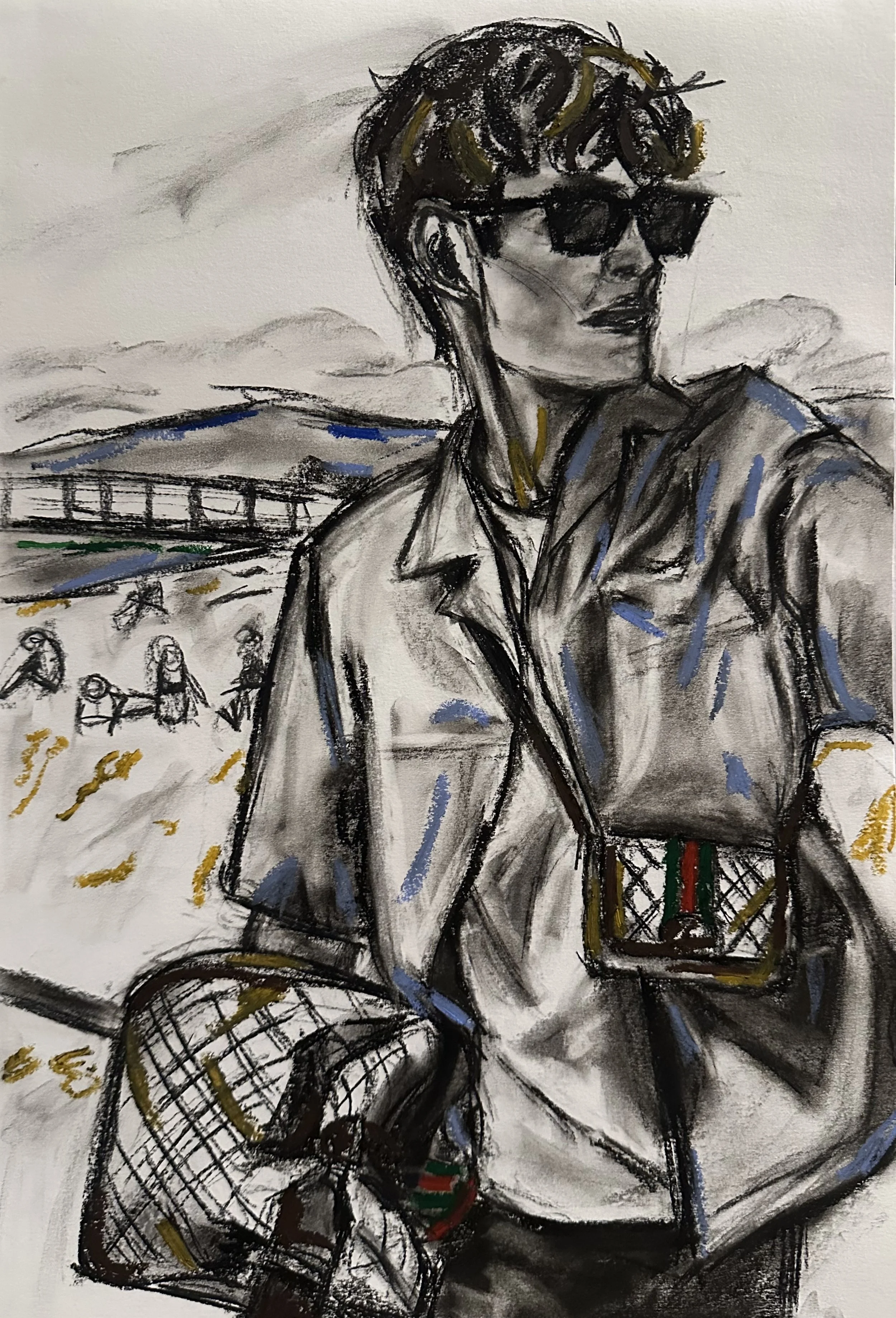 Fashion Sketch I (2025) 12in x 18in - Charcoal and Oil Pastel on Paper