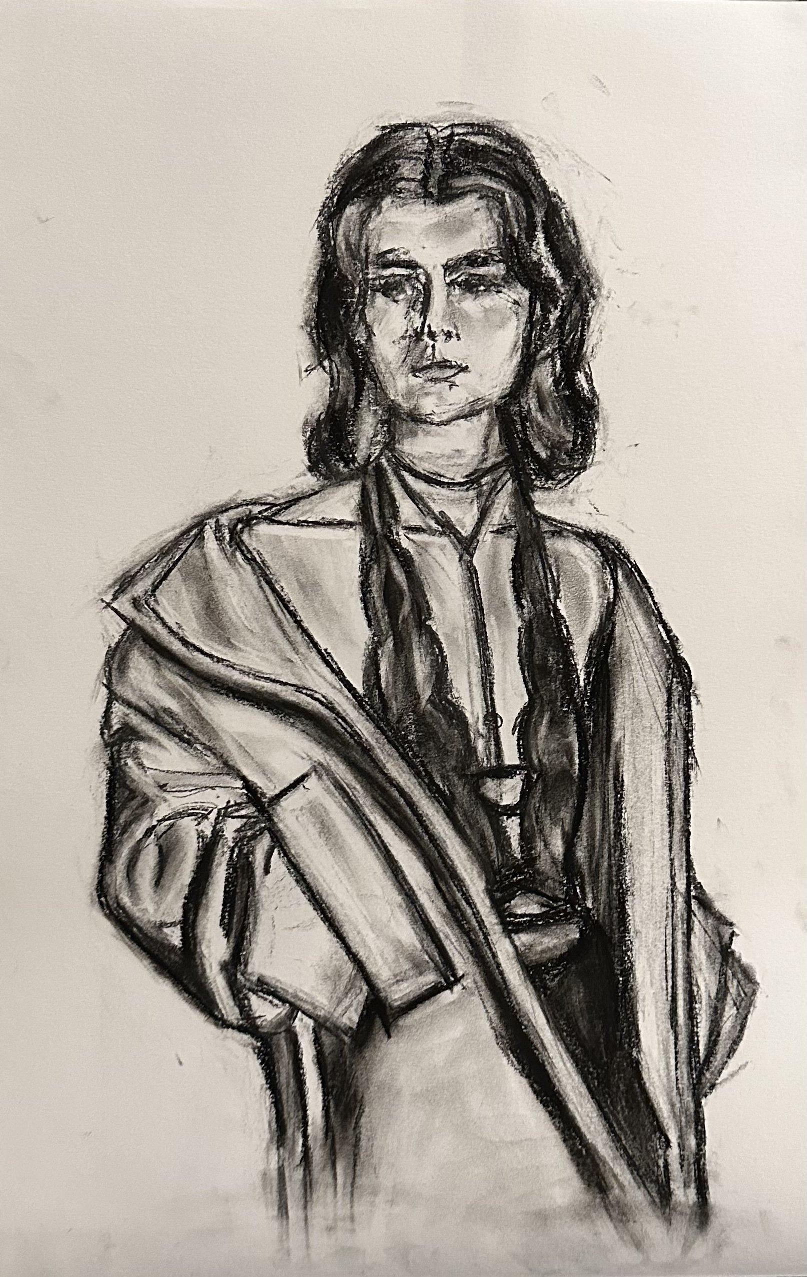 Fashion Sketch II (2025) 12in x 18in - Charcoal 
on Paper