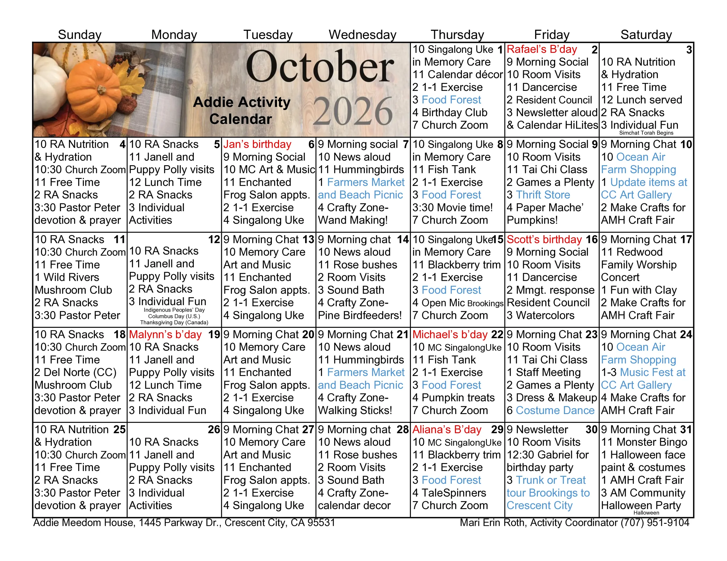 October 2026 Calendar