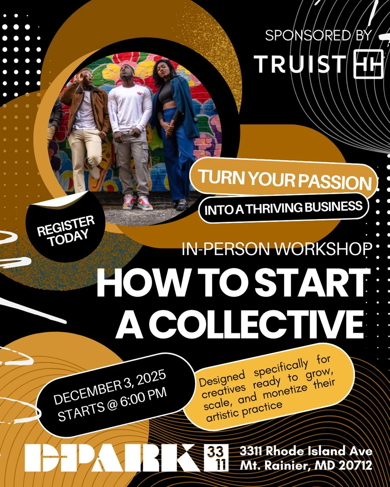 👥 Ever wondered how to start a collective? Whether you&rsquo;re an artist, creative, or community builder&mdash;this conversation is for you.

Join us at @dpark3311 for &ldquo;How to Start a Collective,&rdquo; a free event that brings together exper