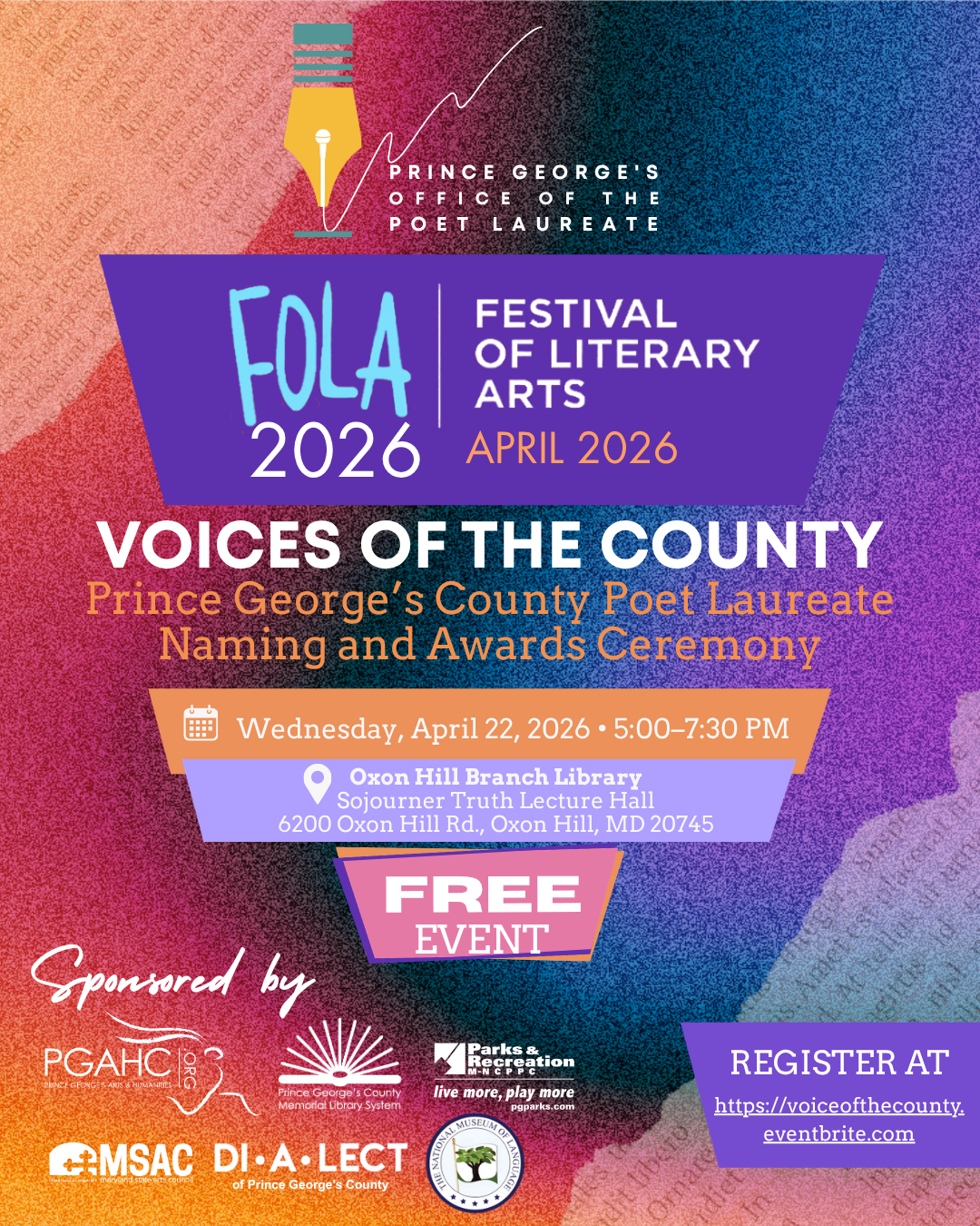 Voices of the County: Prince George's Poet Laureate Naming &amp; Award Ceremony
