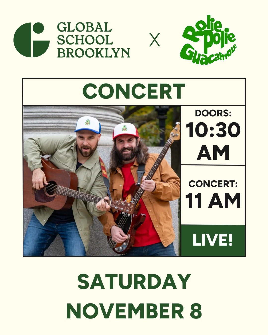 By popular demand, Rolie Polie Guacamole will be returning to GSB for another Community Concert this Saturday, November 8th. With fan favorites like Avocado and Fire Truck, this family-friendly concert is guaranteed to get everyone singing and dancin