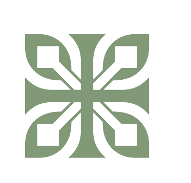 A symmetrical, geometric pattern featuring stylized leaves and diamond shapes, arranged in a radial design.