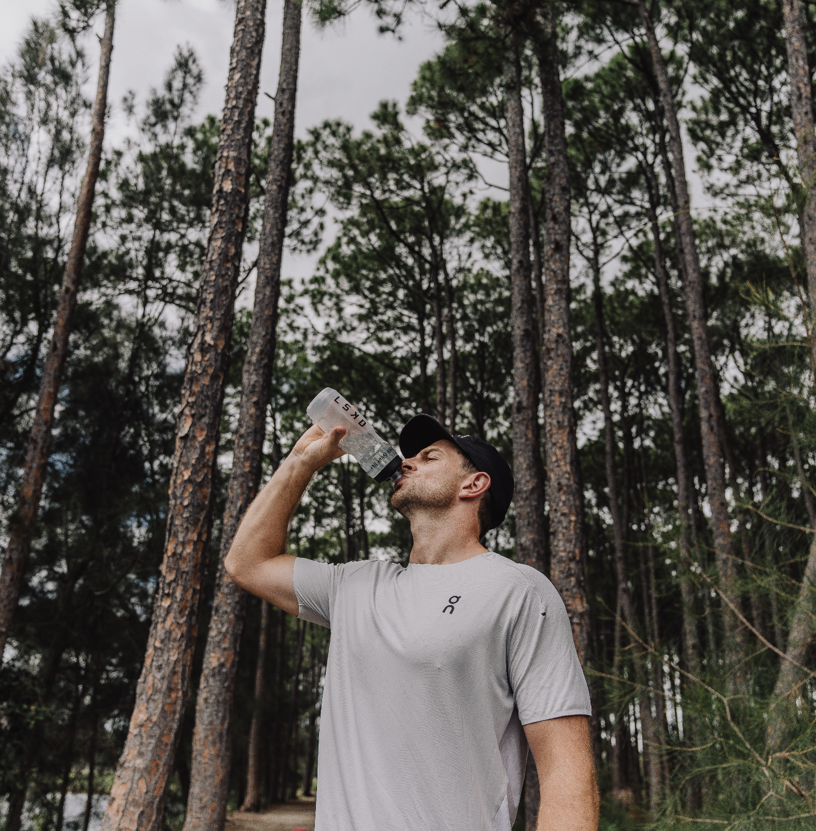 Man holding waterbottle drinking water