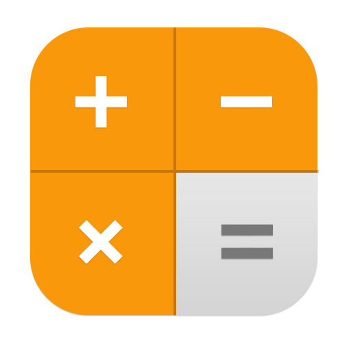 A calculator icon with orange and gray buttons for addition, subtraction, multiplication, and equals.