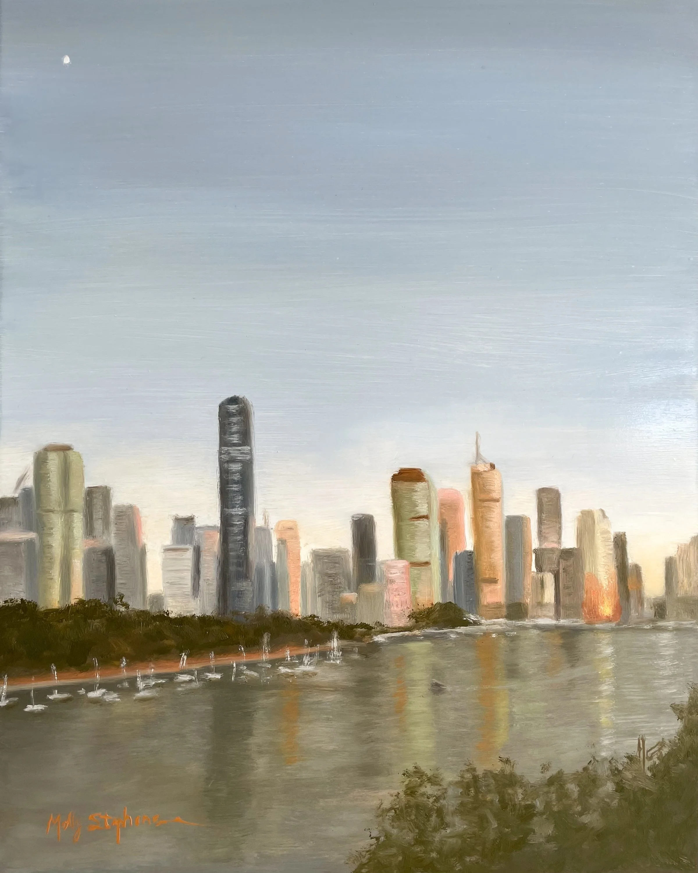 SOLD | Commission of Hometown Horizon, 2025 | Oil on panel