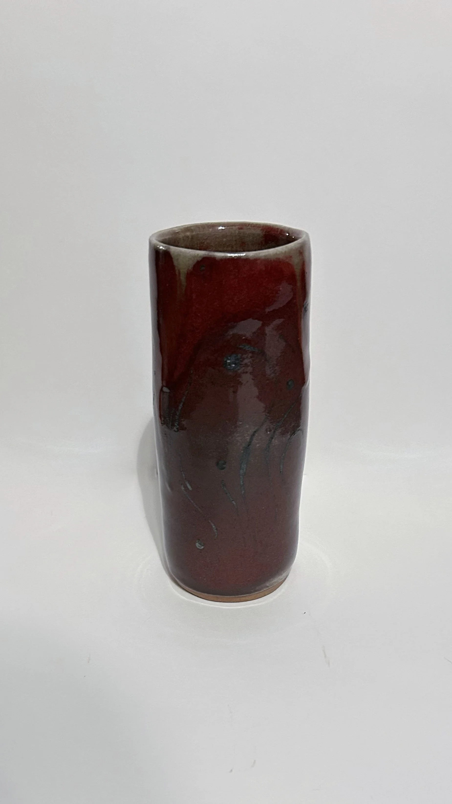 Peachbloom red over black painted wash ^10