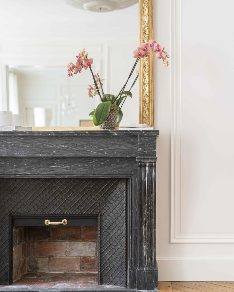 Fireplace in Haussmann style paris apartment