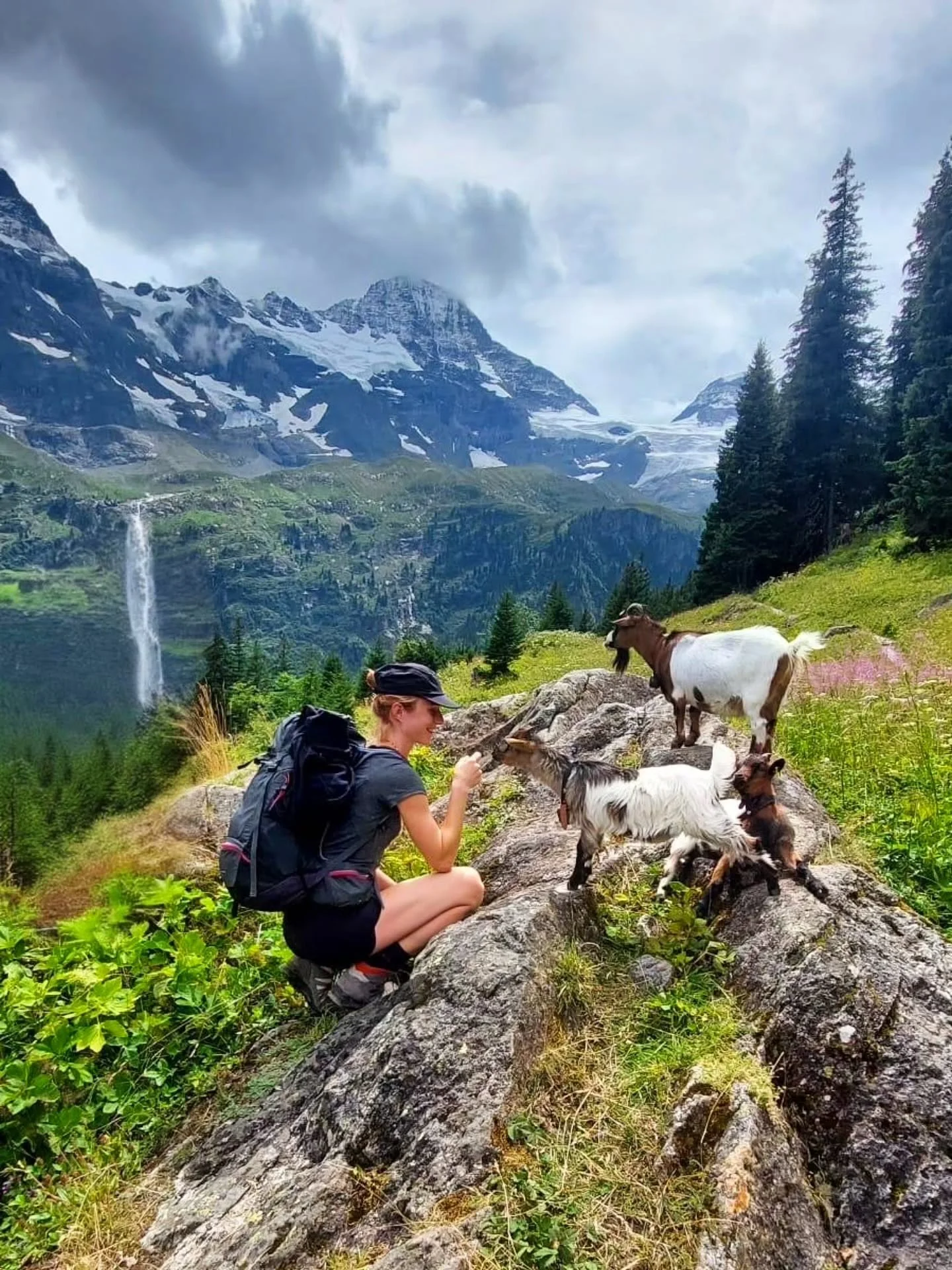 Mountain views &amp; little mountain souls 🐐⛰️
Because it&rsquo;s not just the landscapes that make the journey special&mdash;it&rsquo;s the sweet encounters along the way. 💛

.
.
.
.

#SwissMountainHikes #swissalps #m&uuml;rren #lauterbrunnen #Hik