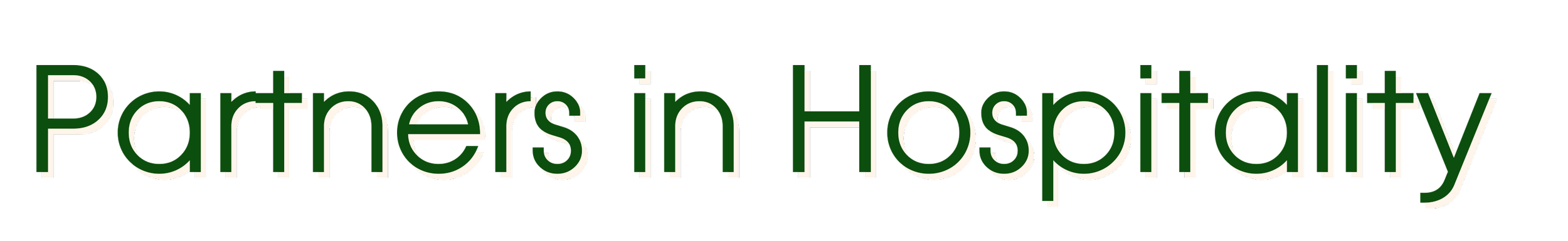 Text reading 'Partners in Hospitality' with a black background.
