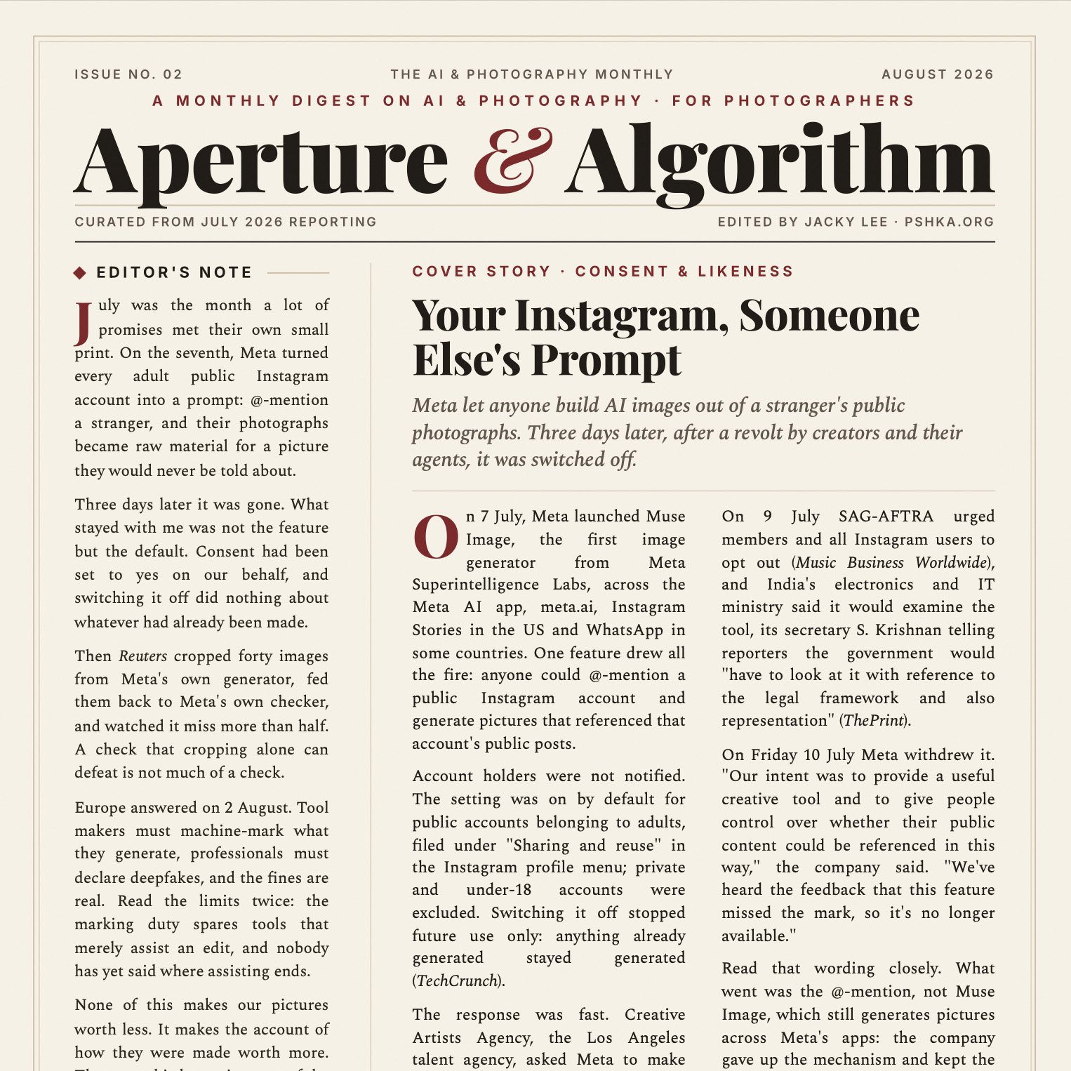 Aperture &amp; Algorithm (August 2026)