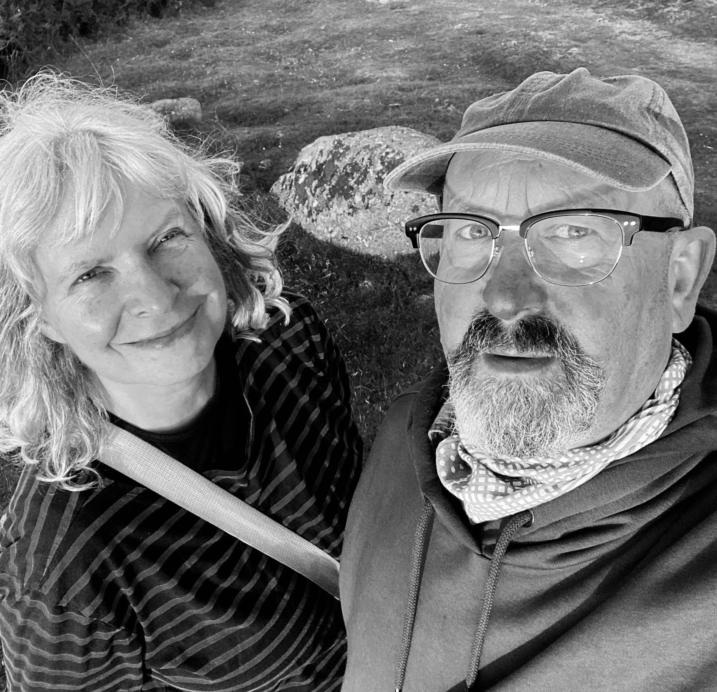 Rupert and Nicola at Mardon Down stone circle at sunset