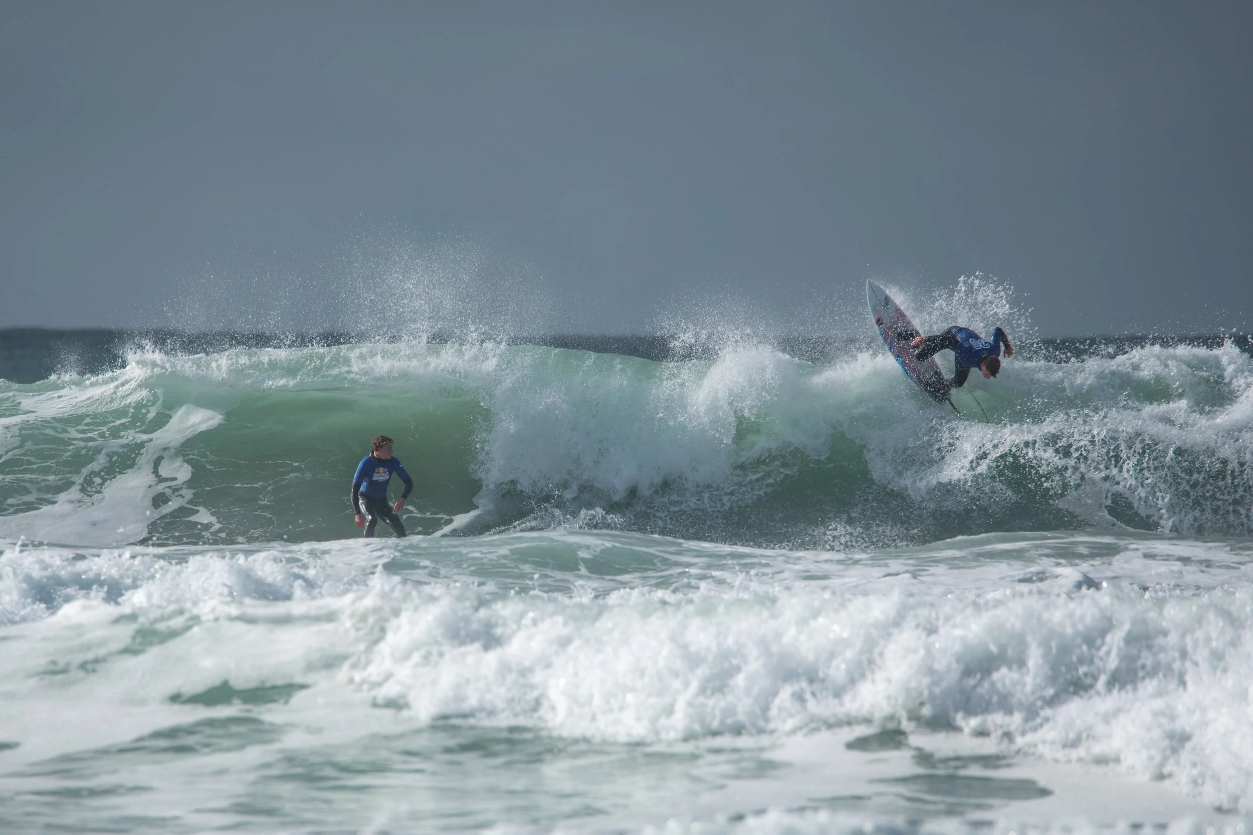 Malakai Hagley and Heath Gillespie, Professional Surfers, Fistral Beach, RedBull Sessions, March 2026