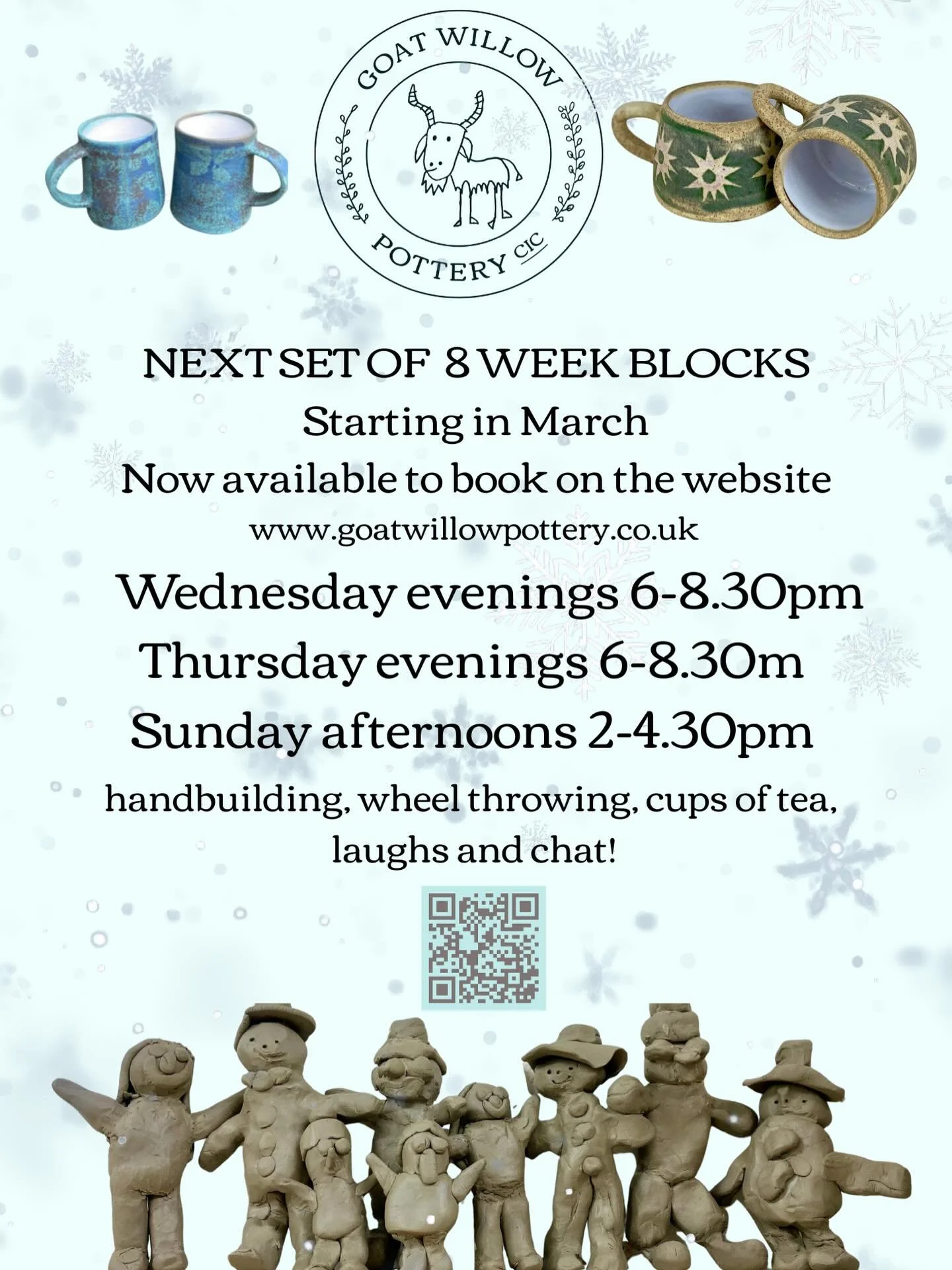 Come and join the fun, learn skills and produce some wonderful pottery. All welcome. Any questions please email: sue@goatwillowpottery.co.uk #potteryclasses #socialenterprise#inclusive#beginnerspottery#scottishborderspottery