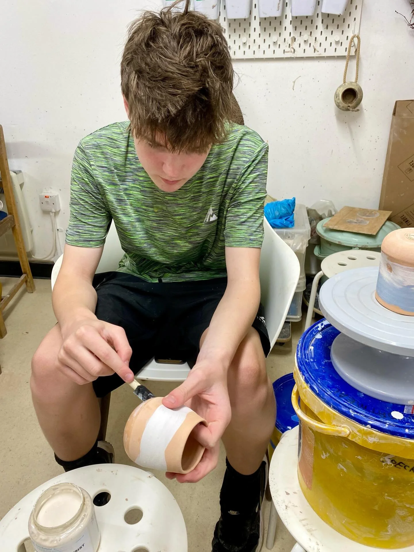 Waxing. Very grateful for the help again. #artatancrum#socialenterprise#cic#scottishborderspottery#potteryclasses