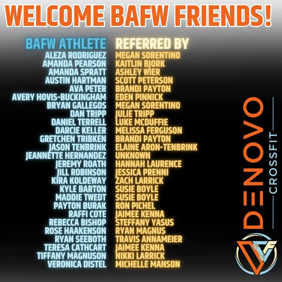 Nothing better than sharing the DeNovo vibes with friends 🧡
WELCOME to all of the BAFW athletes joining us this week and
THANK YOU to all of our current athletes who are sharing DeNovo with them!