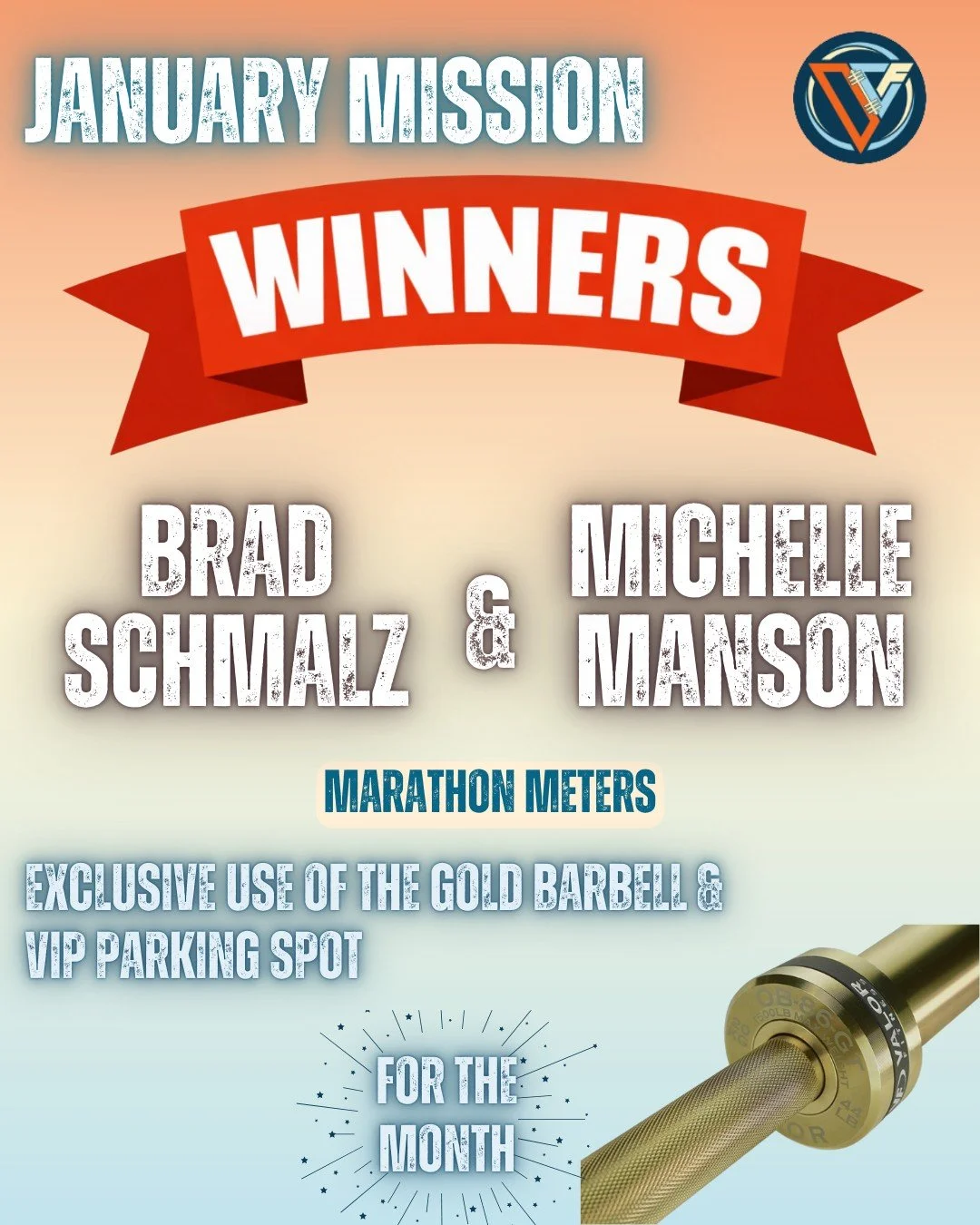 🔥 Give it up for our January Monthly Mission winners!
They dominated the marathon meters challenge and secured the Gold Barbells for the whole month&hellip; plus that sweet back parking spot 😎
Earned. Not given.
Who&rsquo;s taking the title next mo