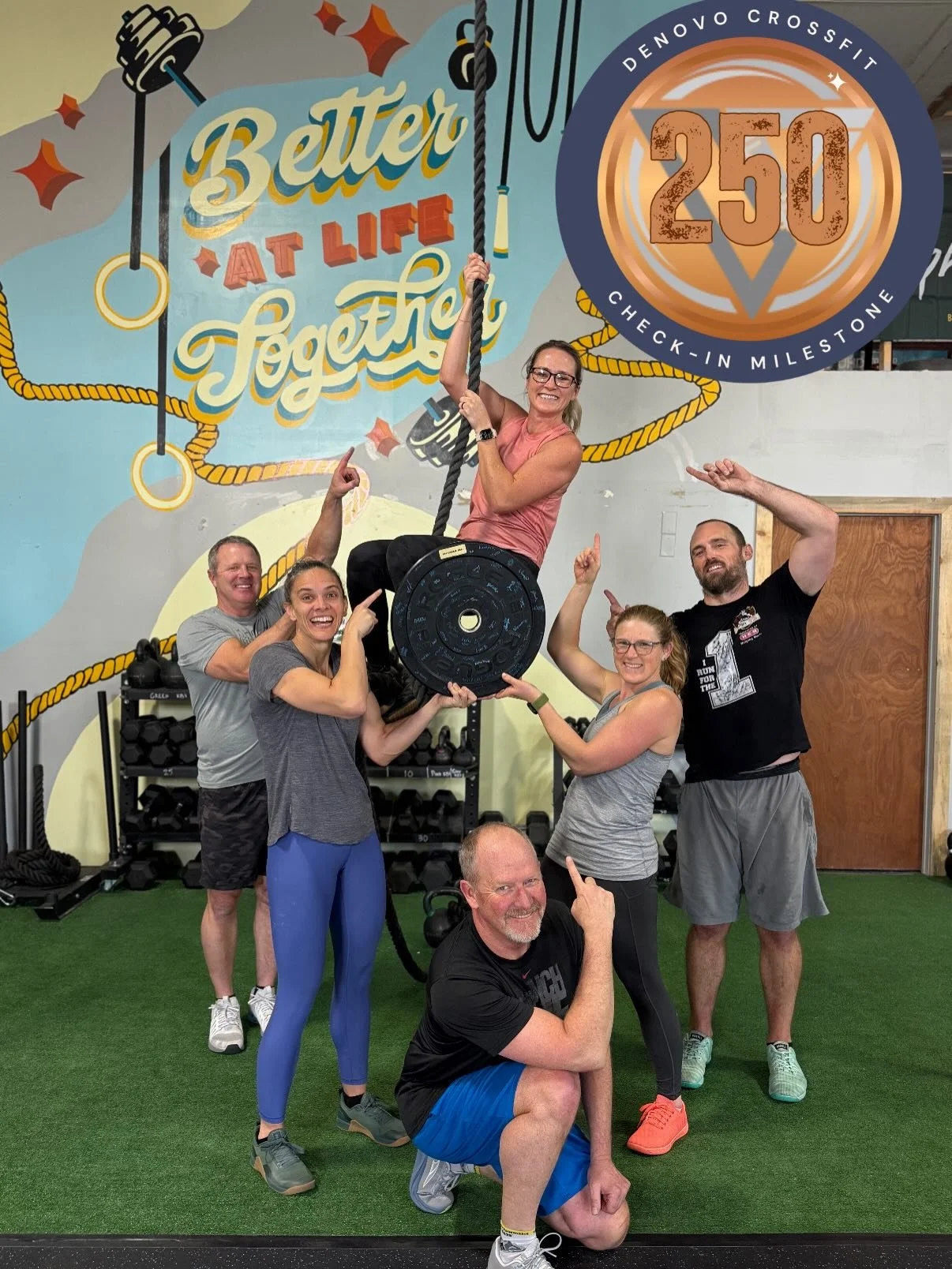 A BIG congrats to @kaitbjork who got her 250th check-in today!🥳 and on rope climb day nonetheless (her favorite!!) Congrats Kaitlin - you have worked so hard to get this milestone and we can&rsquo;t wait to celebrate the big 500 with you.❤️